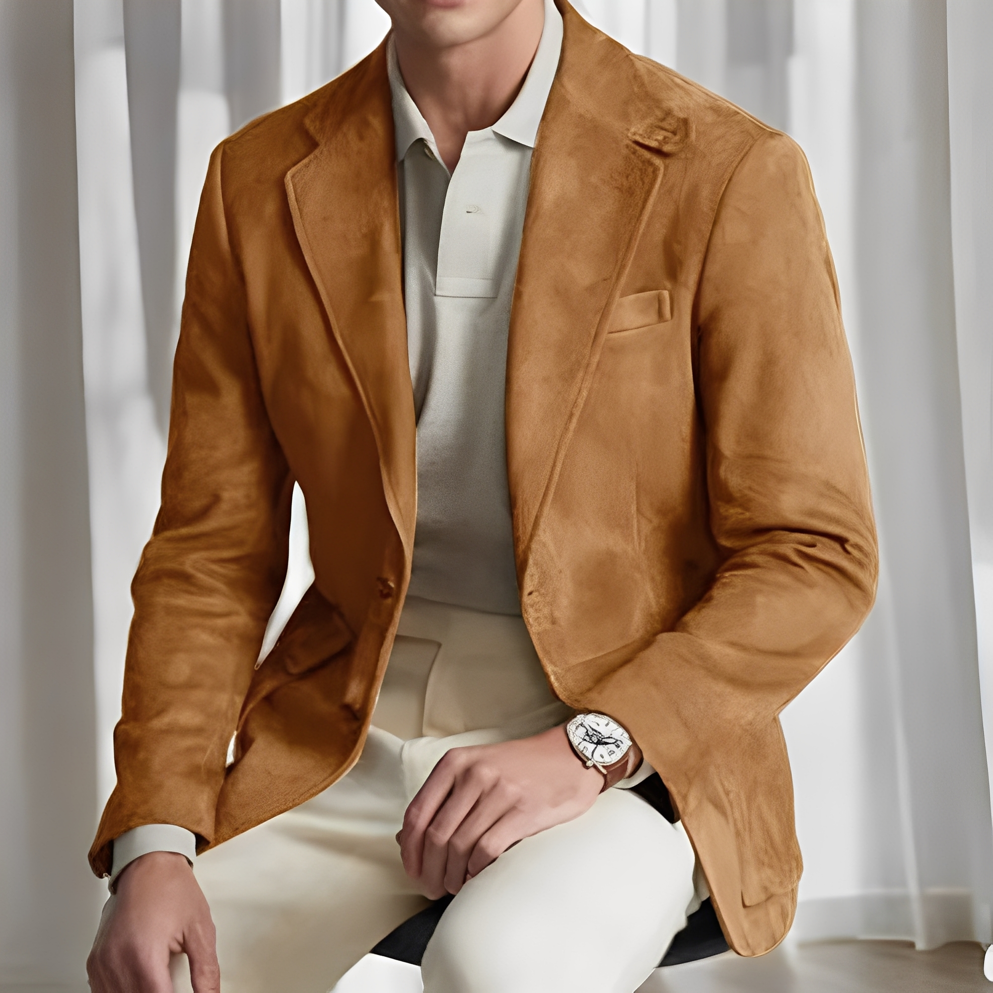 Martin - Chaqueta elegante de traje con botón para hombres