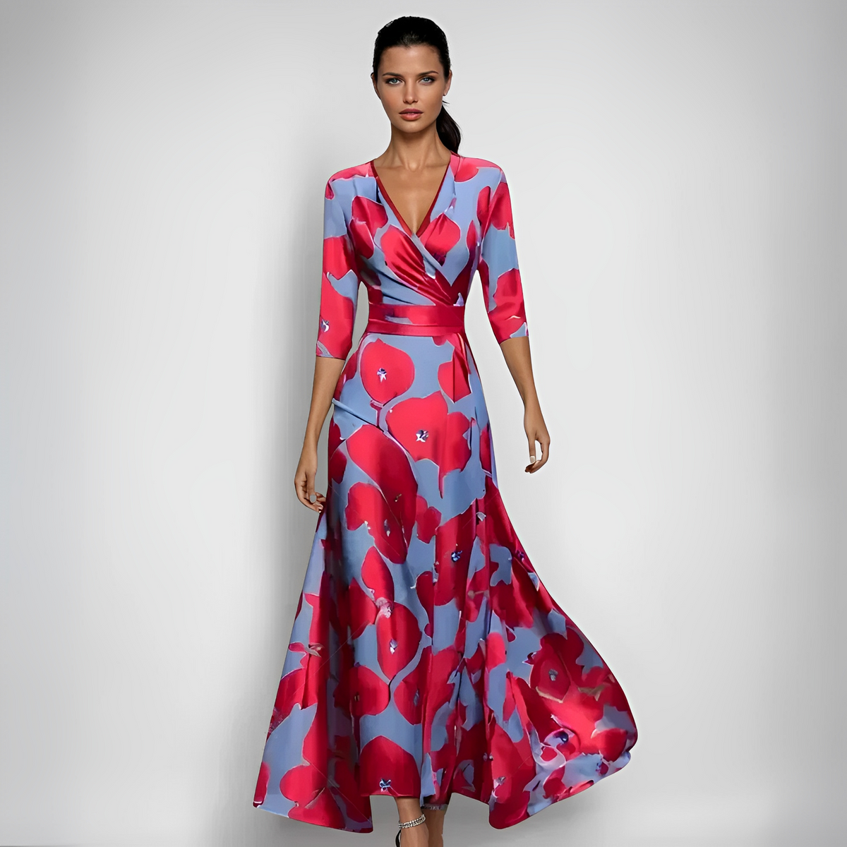 Delores - Vestido maxi con estampado floral y mangas largas