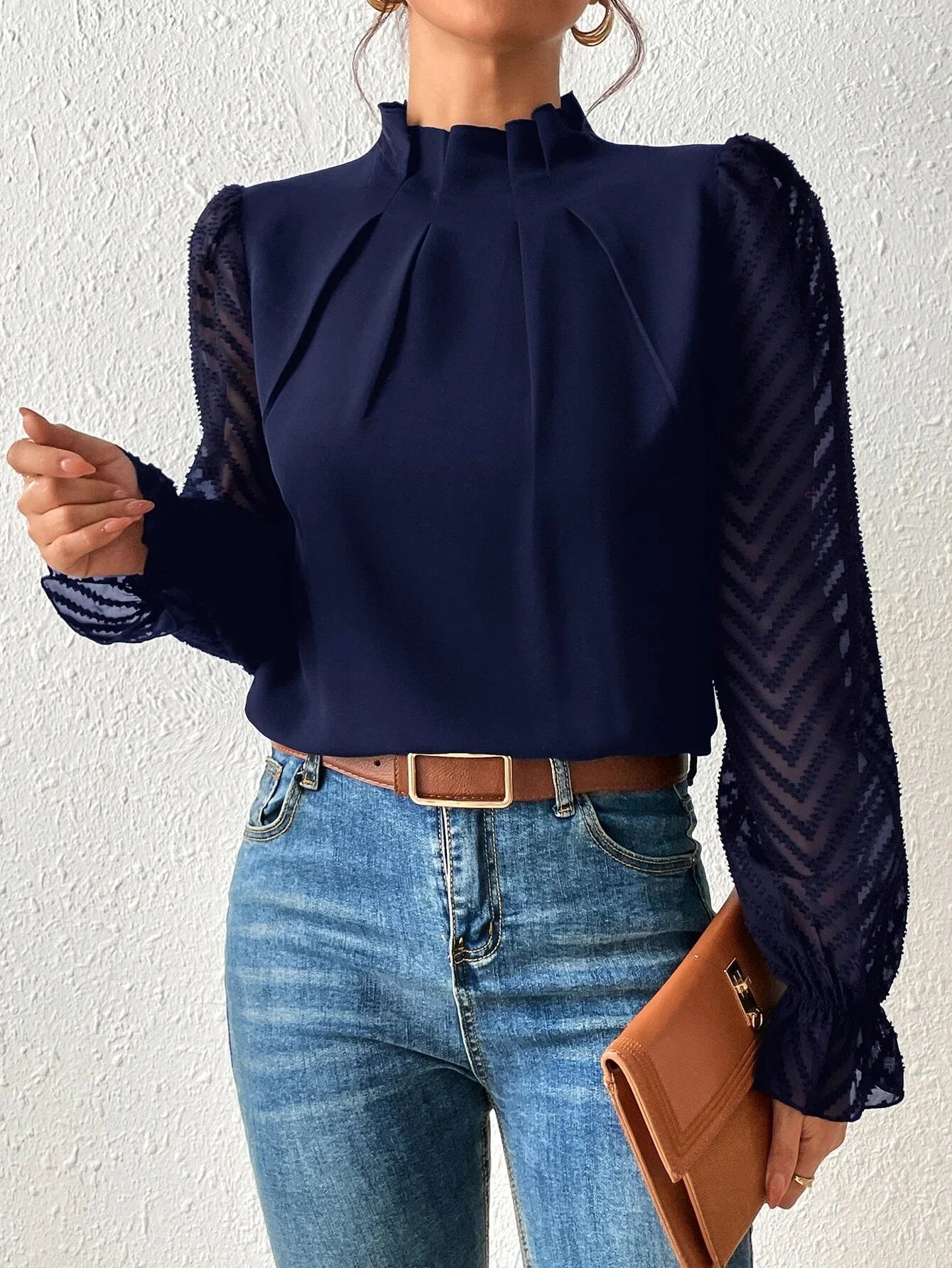 Astrid - Blusa costera con mangas de encaje