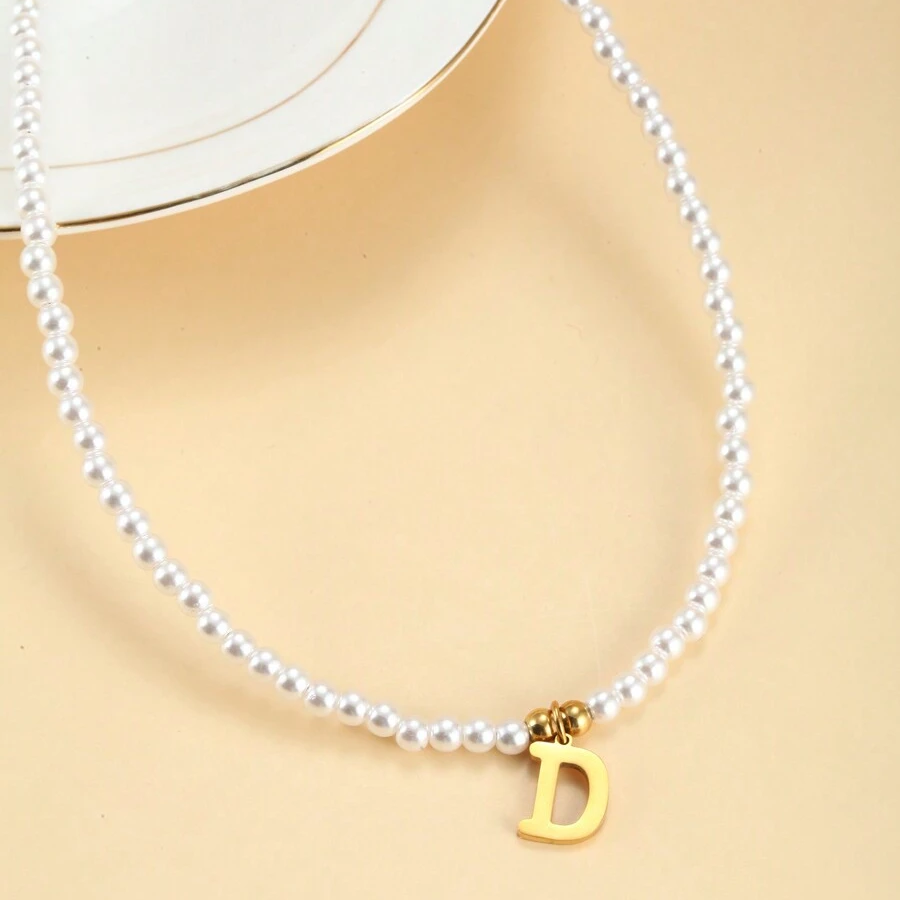 Collar de perlas con iniciales - Collar de perlas a medida