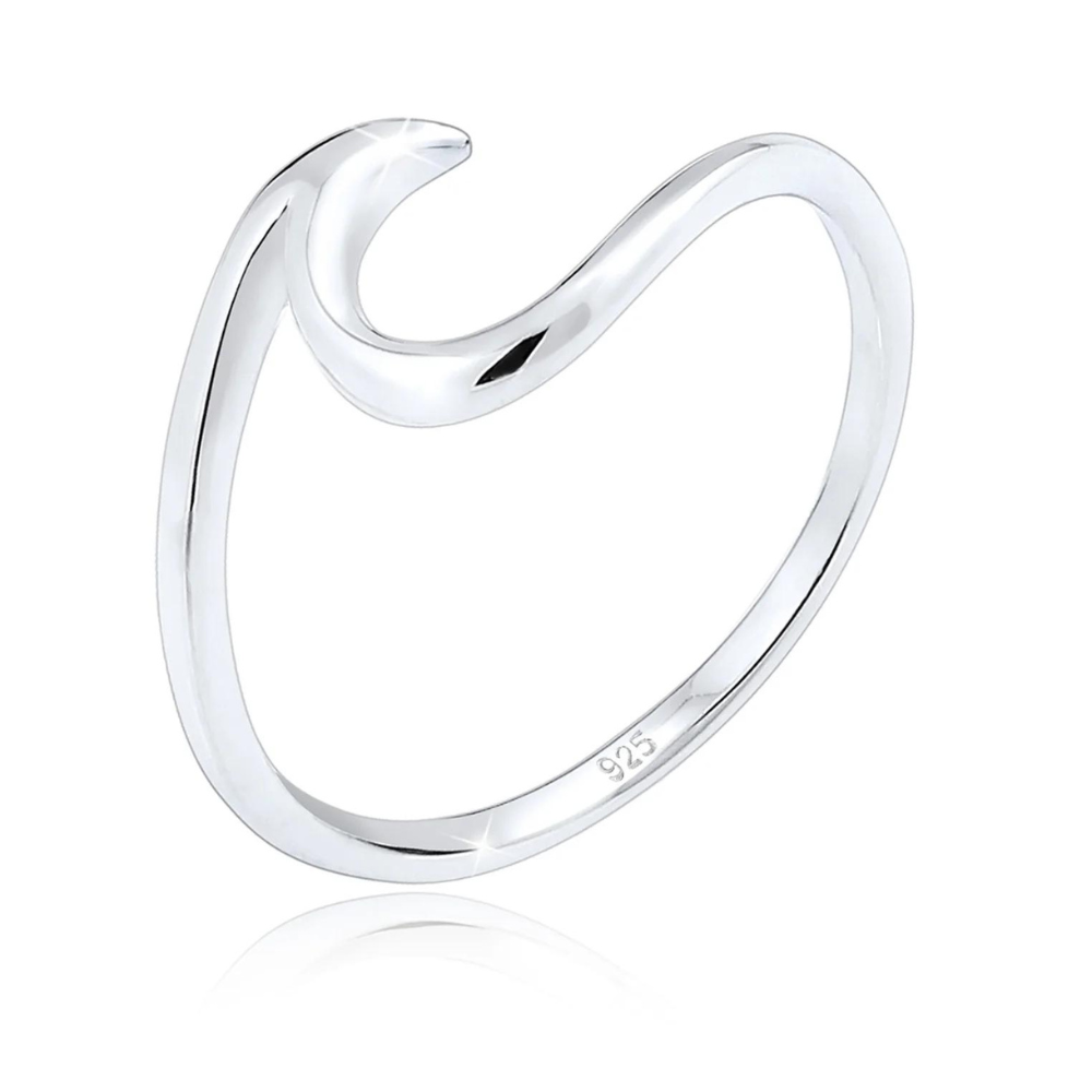 Anillo minimalista ola del mar - anillo de plata con forma de ola