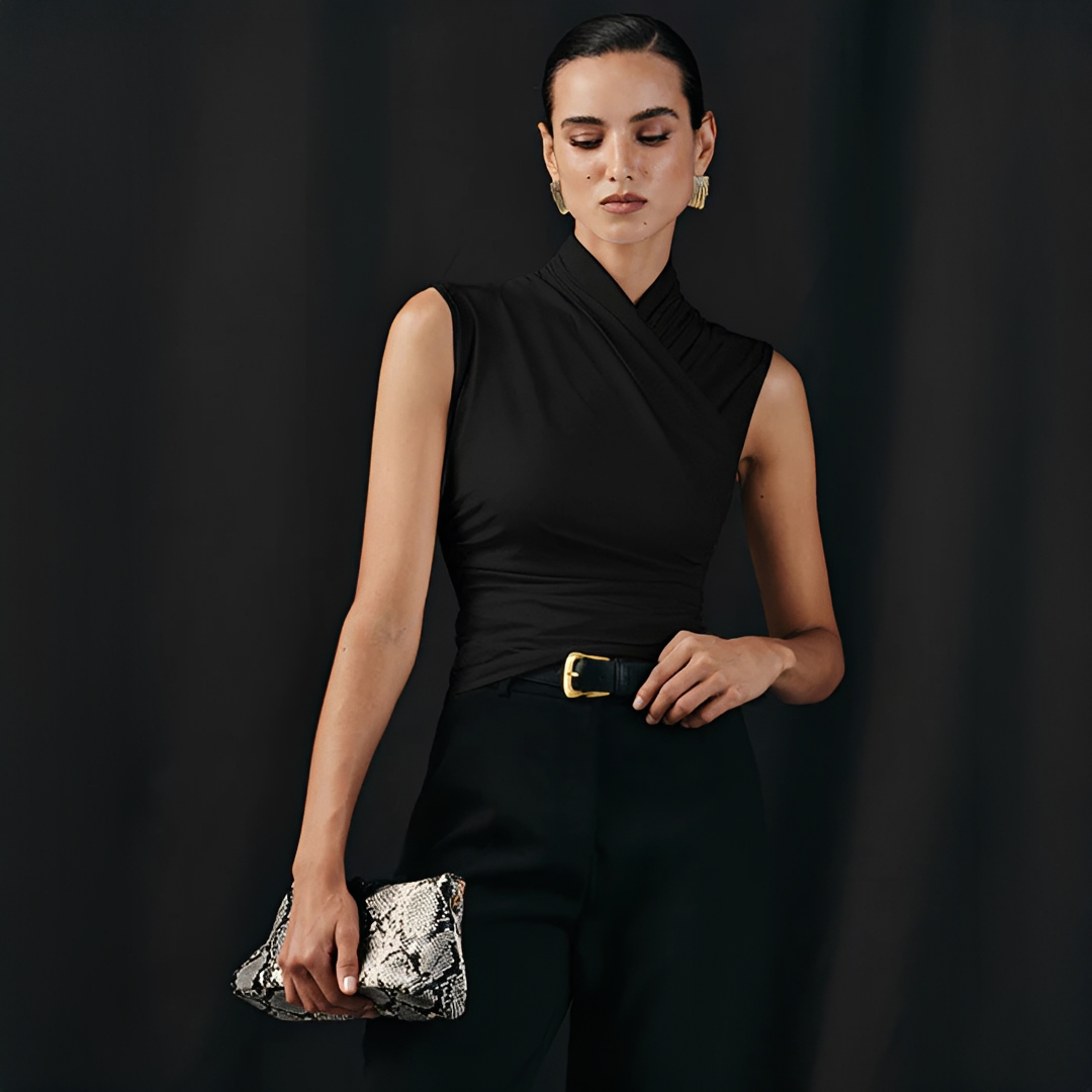 Mireya - Top Elegante de Cuello Cruzado