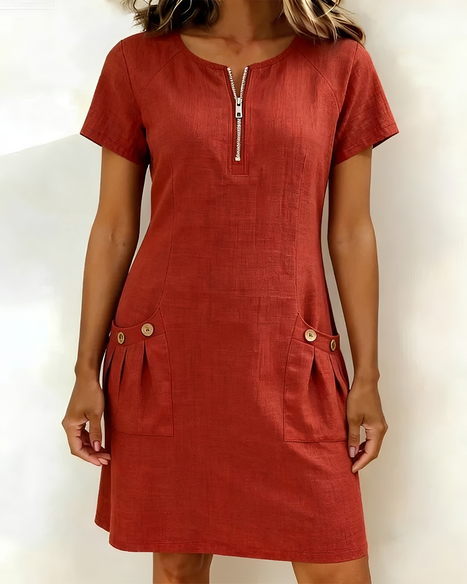 Leola - Mini Vestido Chic con Media Cremallera