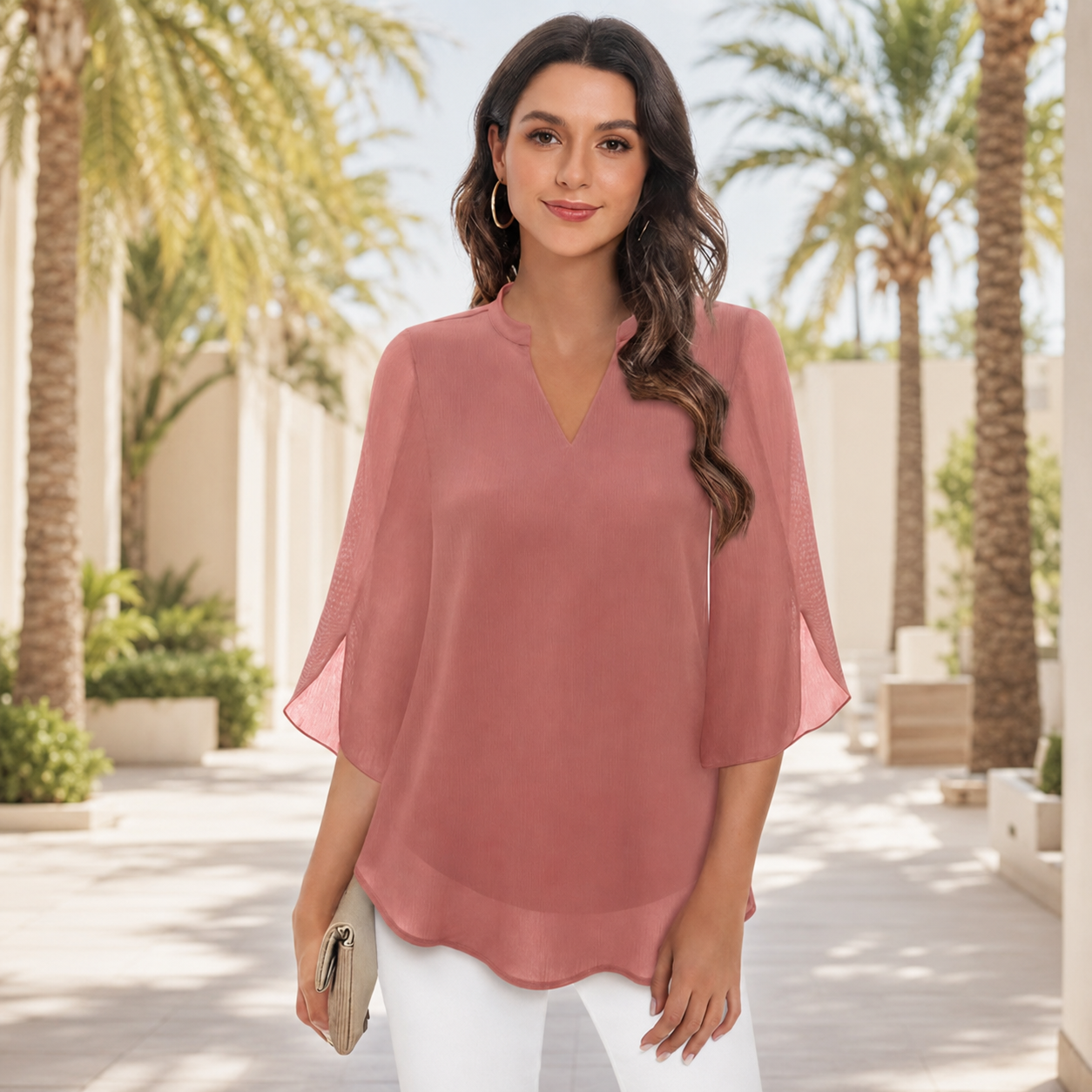 Arsine - Blusa Estilosa de Corte Holgado con Escote en V