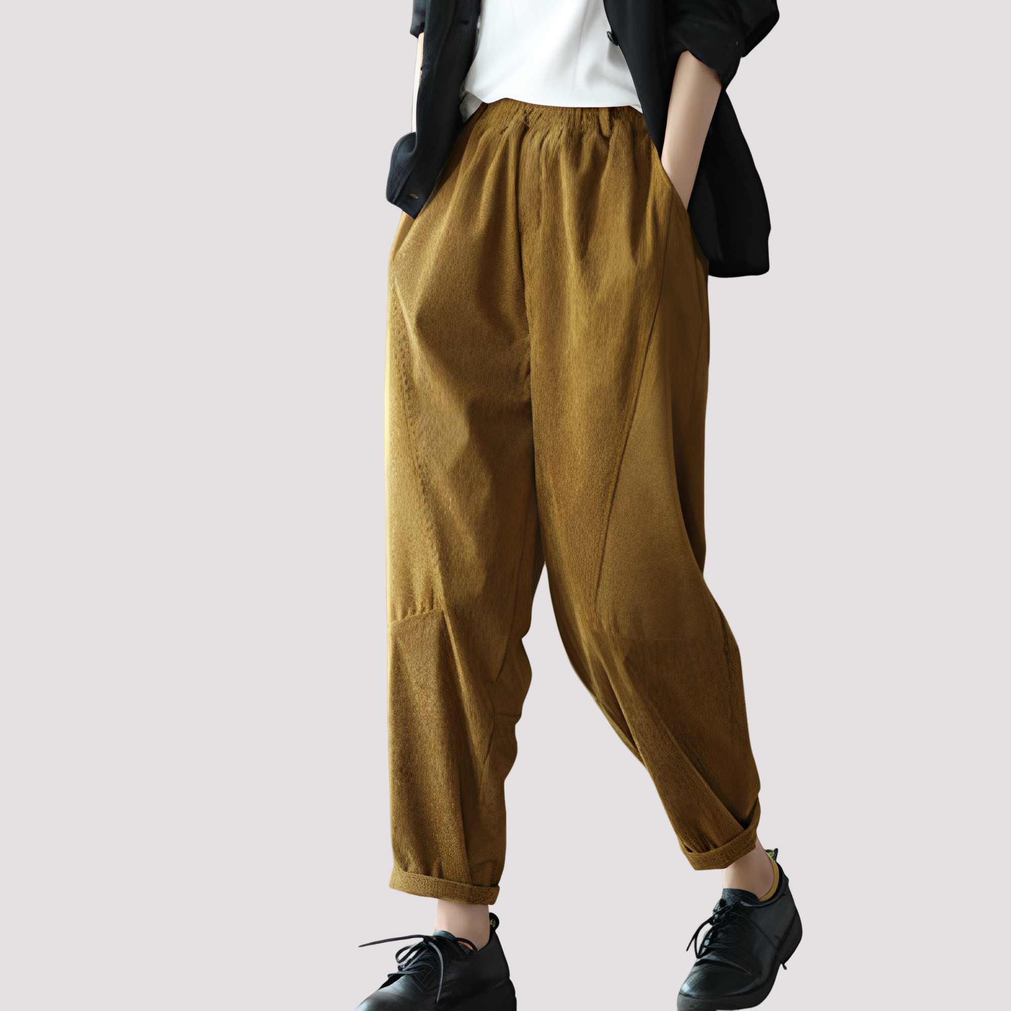 Stella - Pantalones harem informales con cintura elástica para mujeres