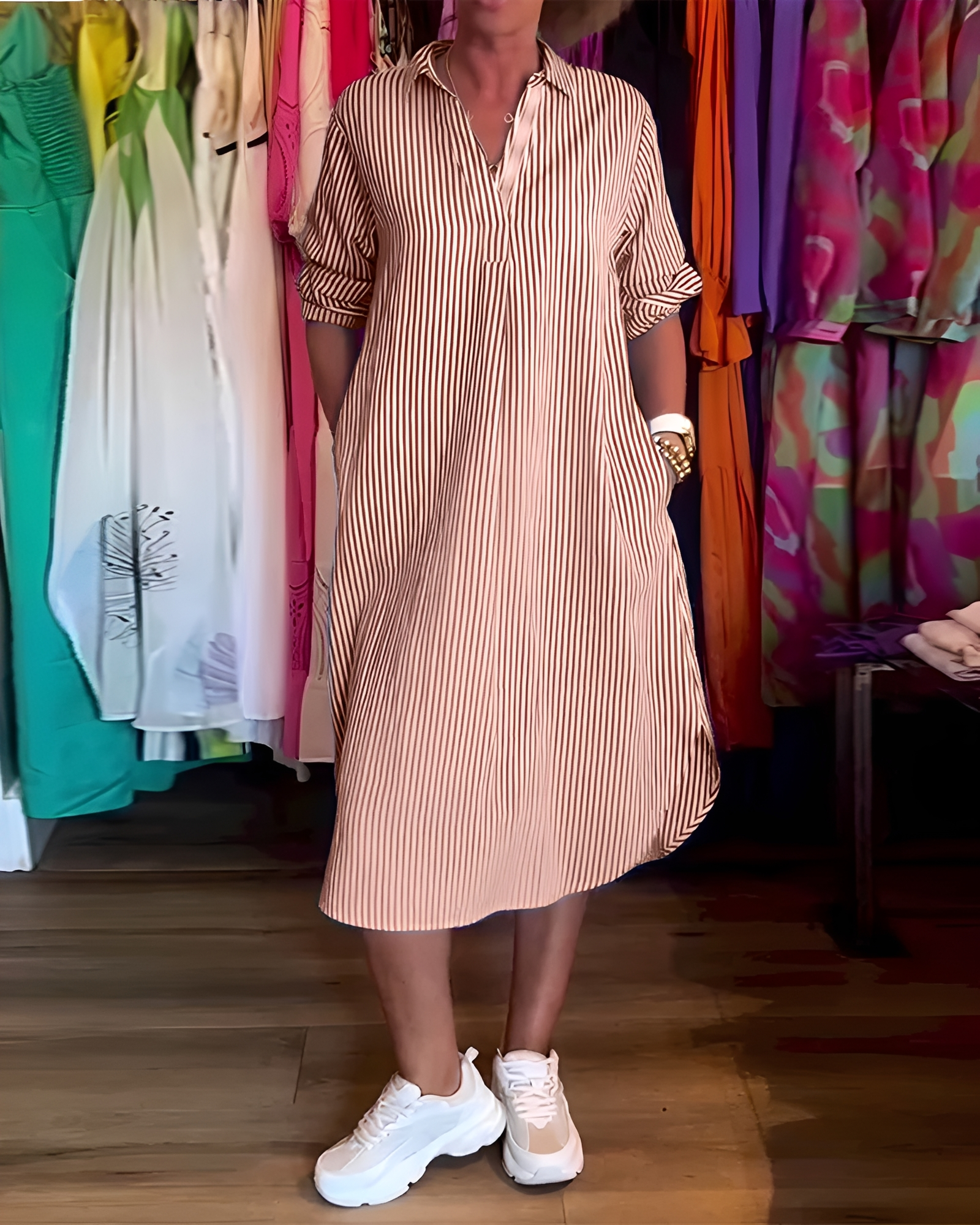 Célia - Vestido Cómodo con Cuello y Escote en V