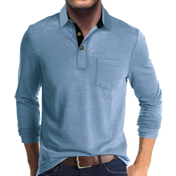 Marty - Polo de manga larga casual para hombres