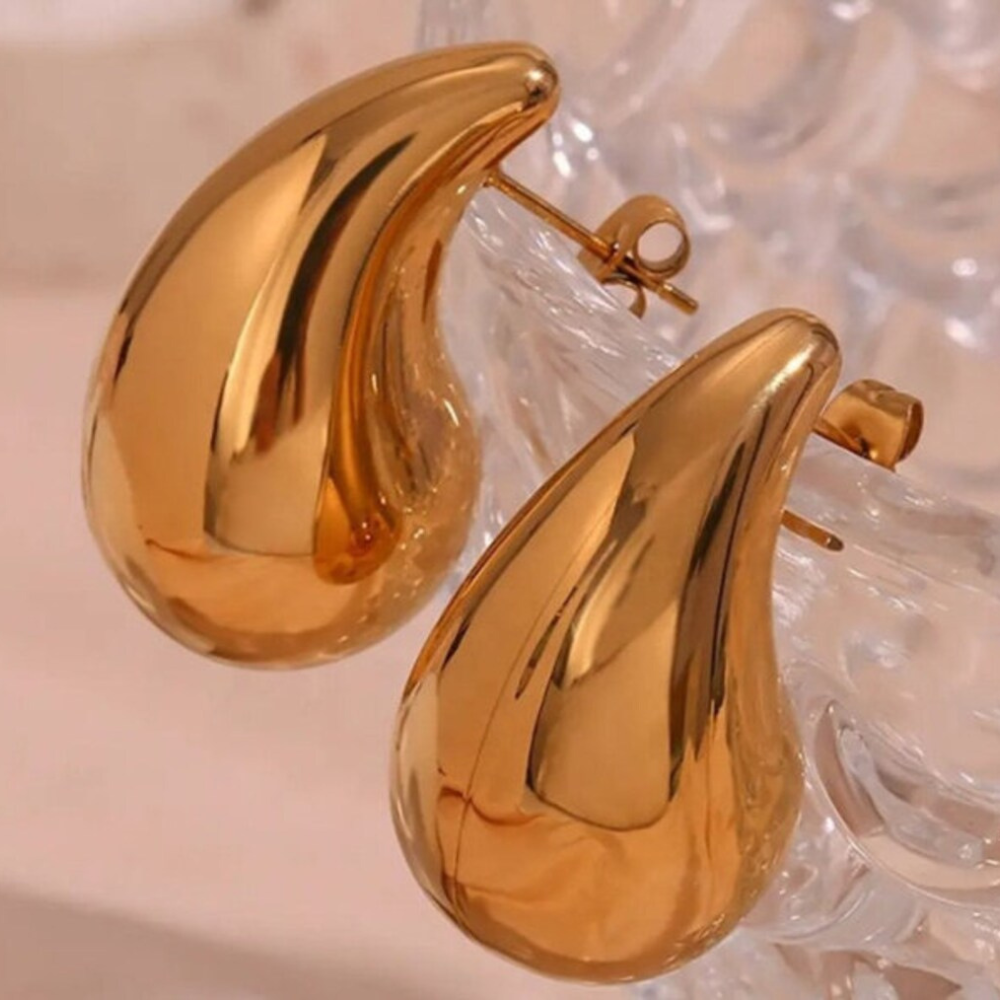 Pendientes Chunky Waterdrop - Pendientes grandes de dorado