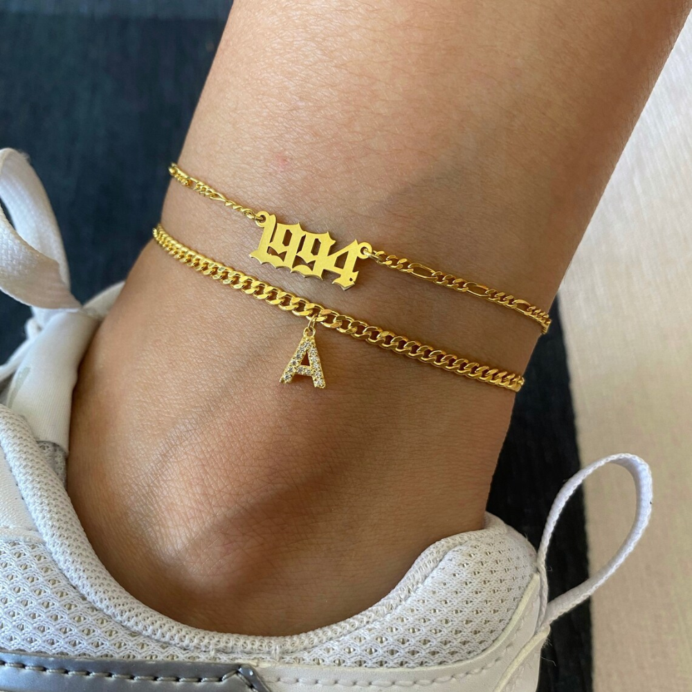 Tobillo con Inicial - Pulsera de tobillo personalizada con tu inicial