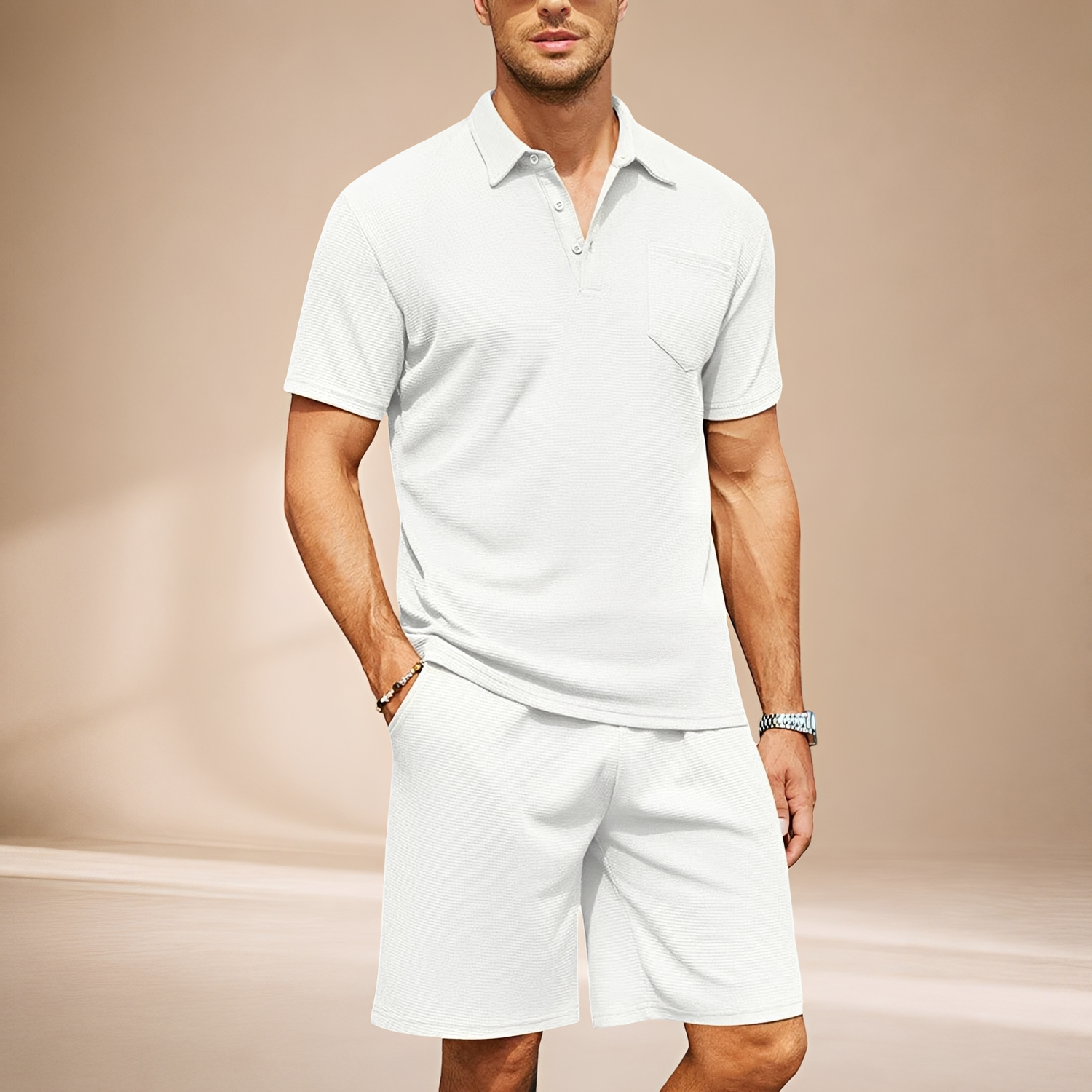 Barry - Conjunto de Polo de Waffle Casual