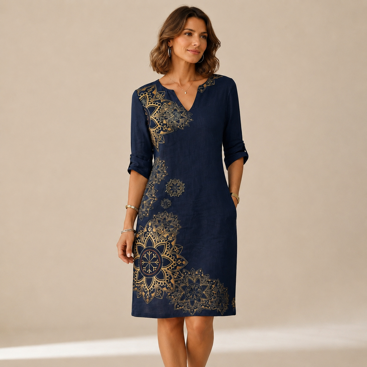 Ninna - Vestido Sofisticado y Suelto con Escote en V