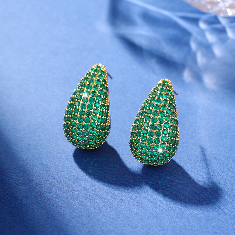 Pendientes en Forma de Gota con Diamantes - Pendiente de Diamante Incrustado