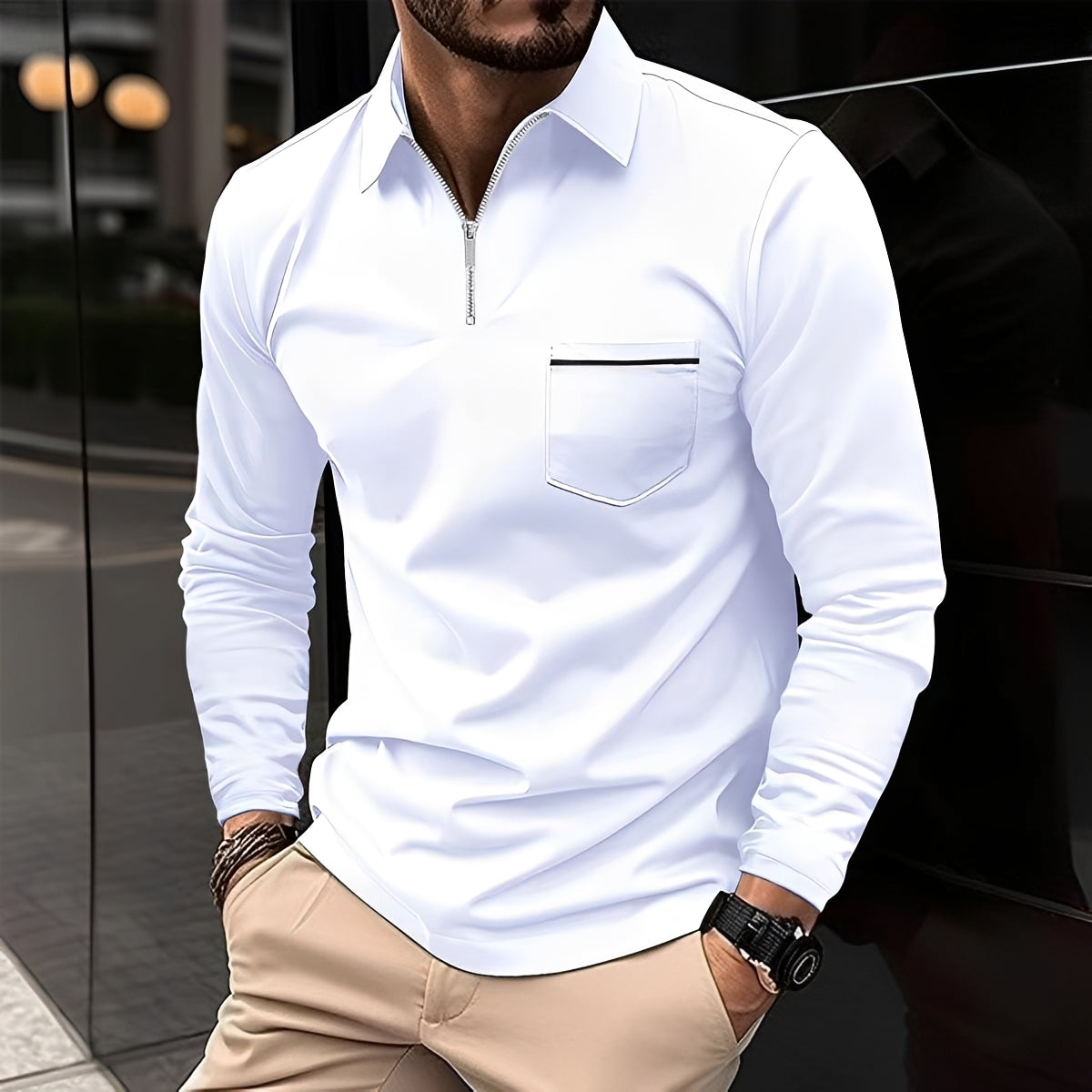 Jackson - Polo de Manga Larga Hombre - para Uso Casual