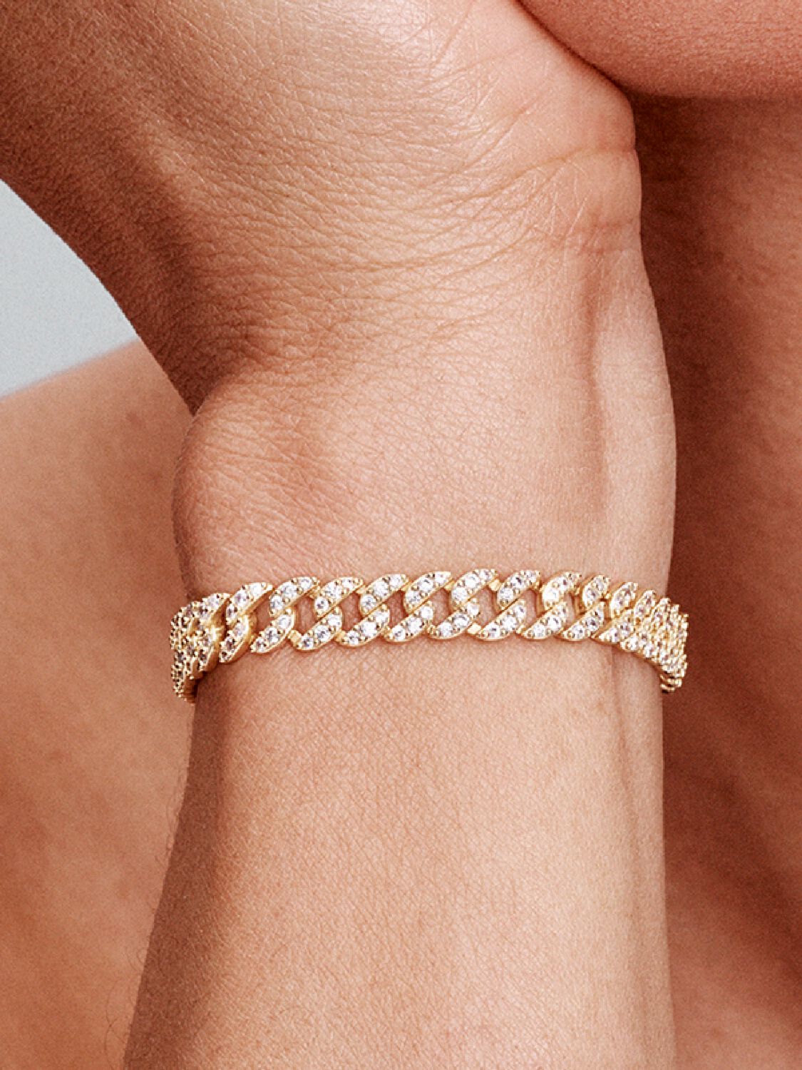 Soraya – Pulsera cadena cubana de moissanita oro 18K