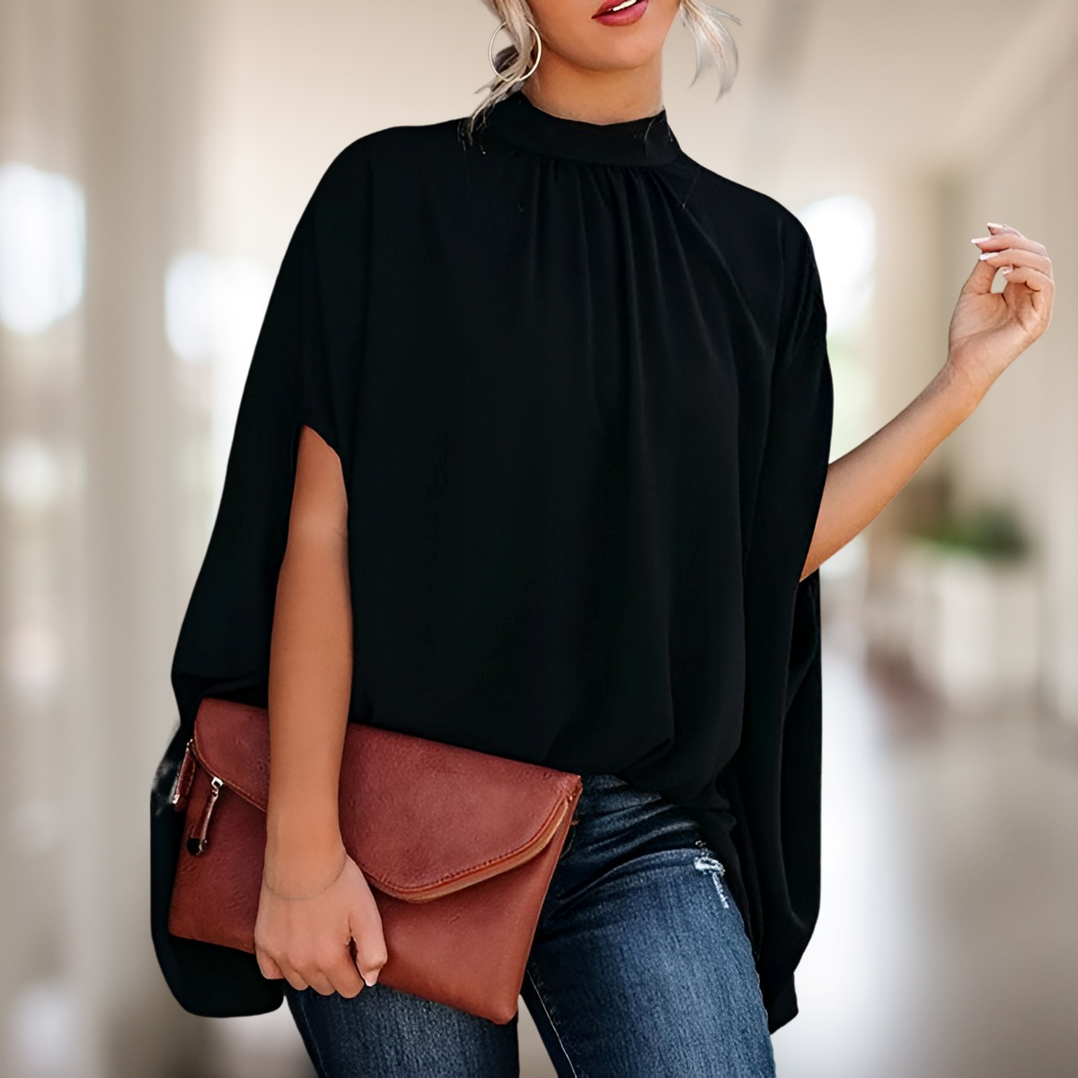 Dreneisha - Blusa elegante con corte acampanado
