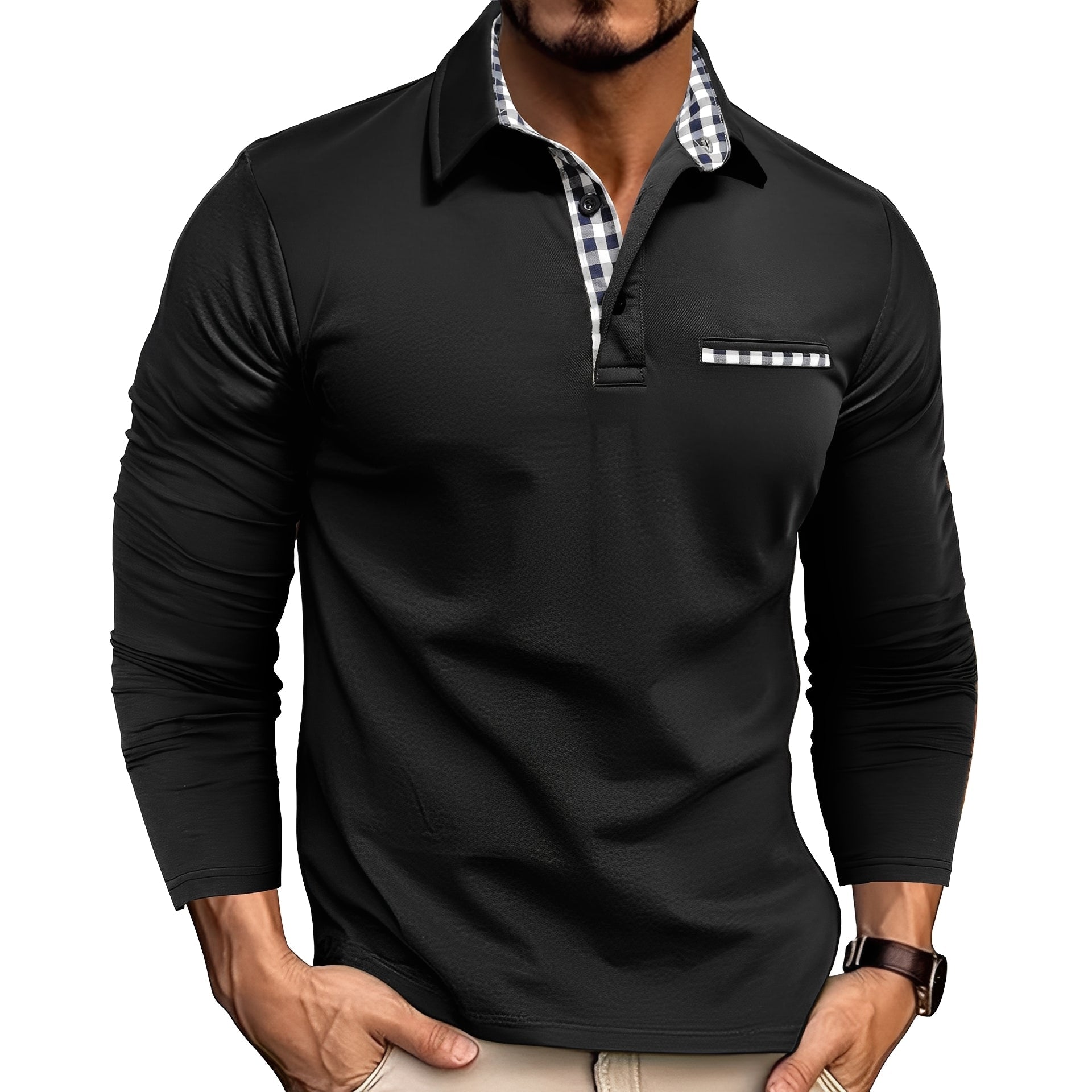 Charel - Polo de manga larga casual para hombres
