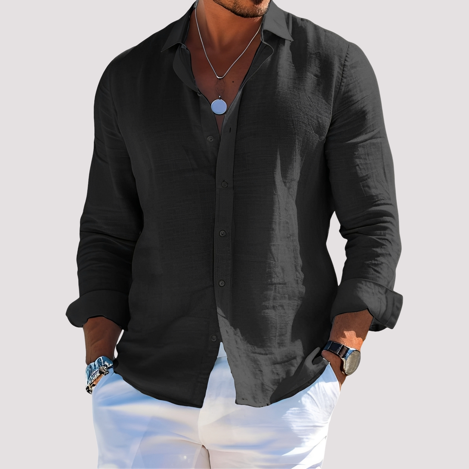 Dale – Camisa de manga larga para hombre – Informal y casual