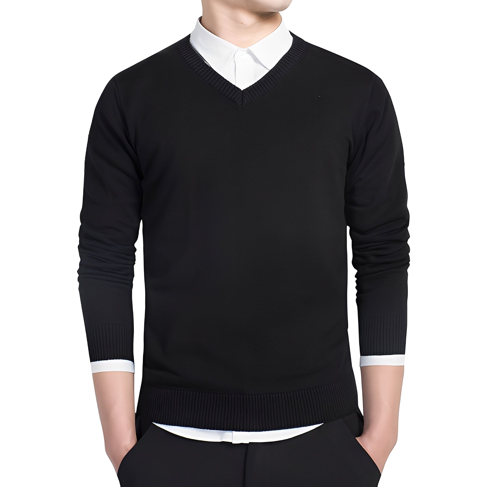 Tom - Suéter de hombre casual con cuello en V
