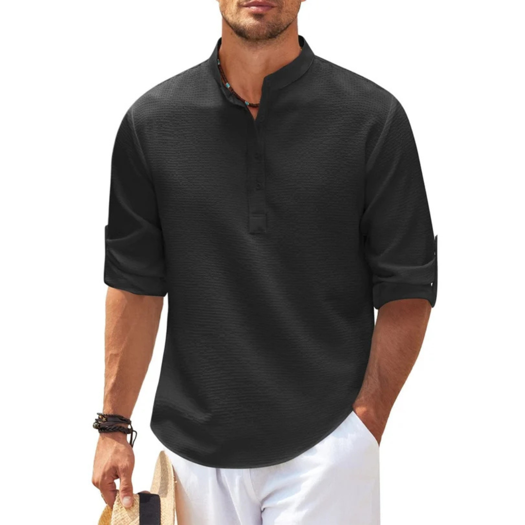 Cormac - Camisa de moda con botones parciales