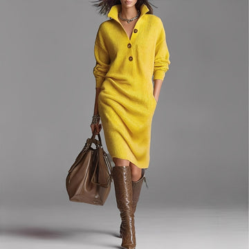 Camryn - Vestido elegante con botones y cuello para mujeres