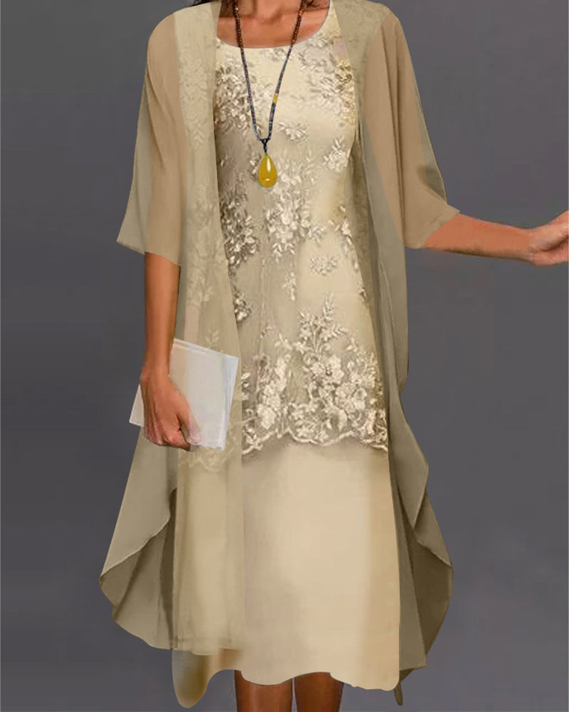 Chona - Elegante vestido de gasa de dos piezas