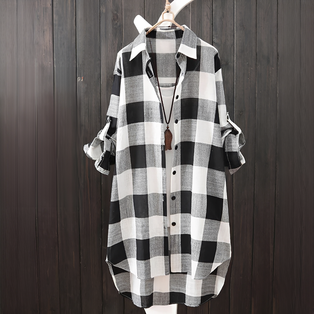 Janis - Camisa a Cuadros de Estilo Cómodo