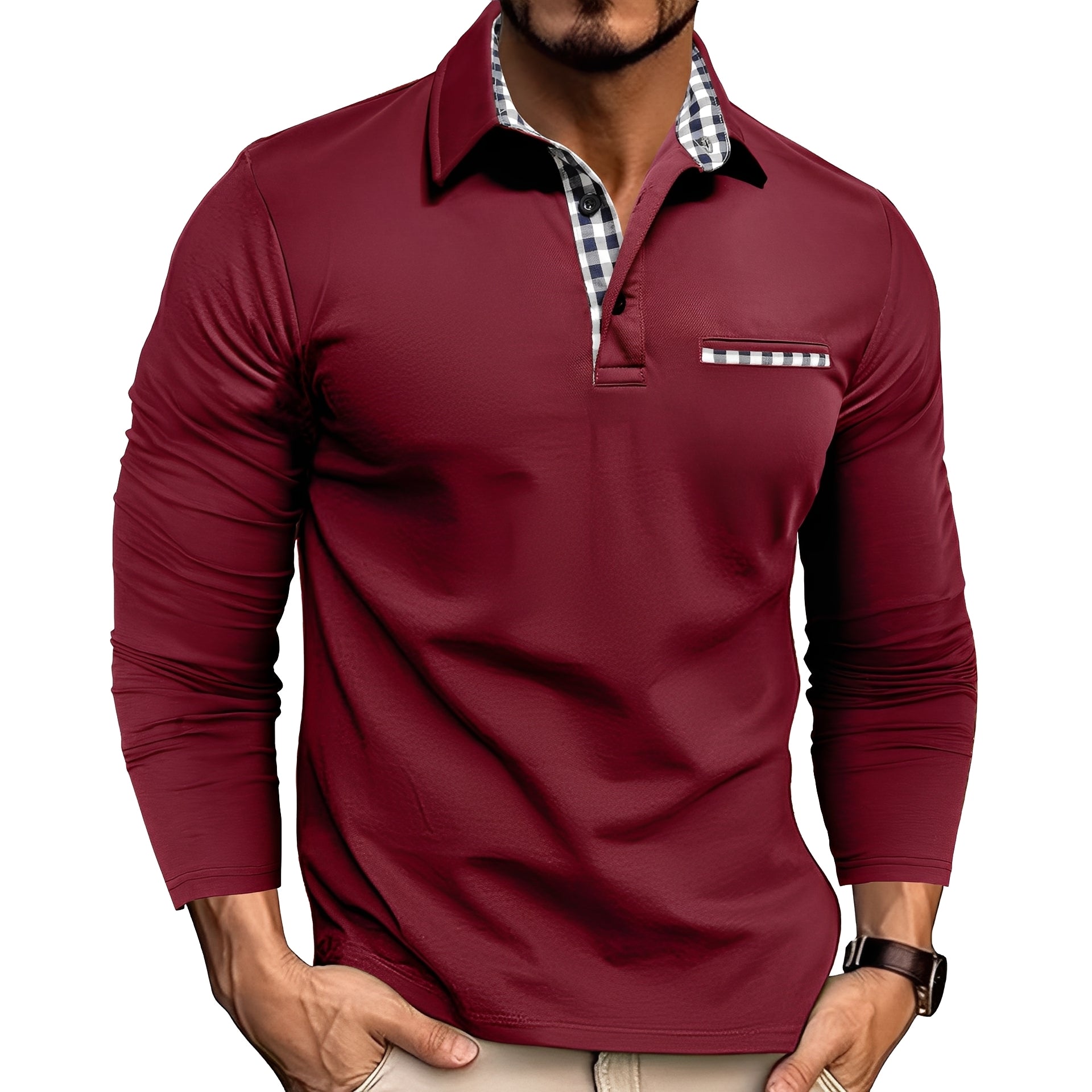 Charel - Polo de manga larga casual para hombres