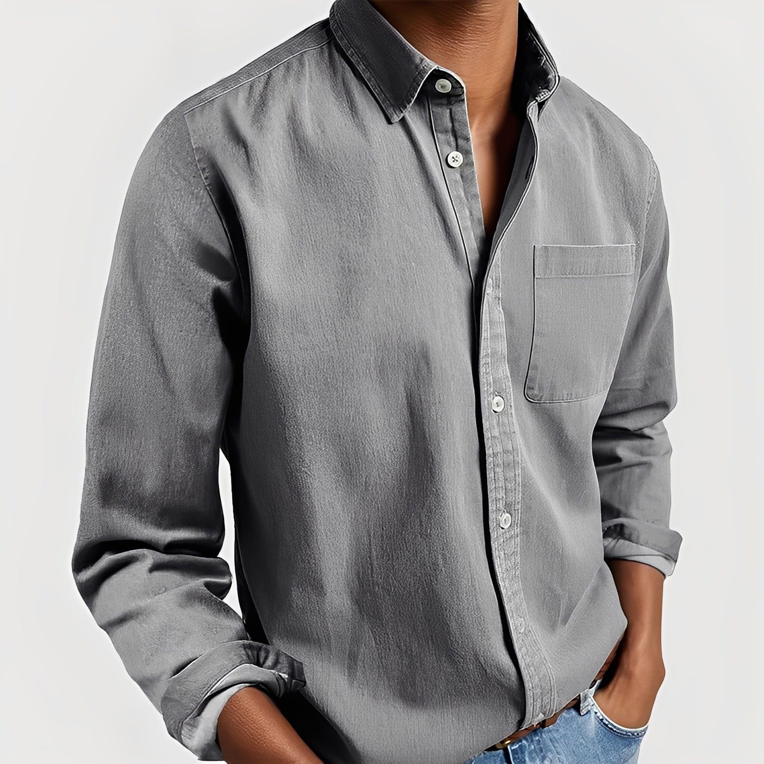 Kaspar - Camisa de manga larga casual para hombres