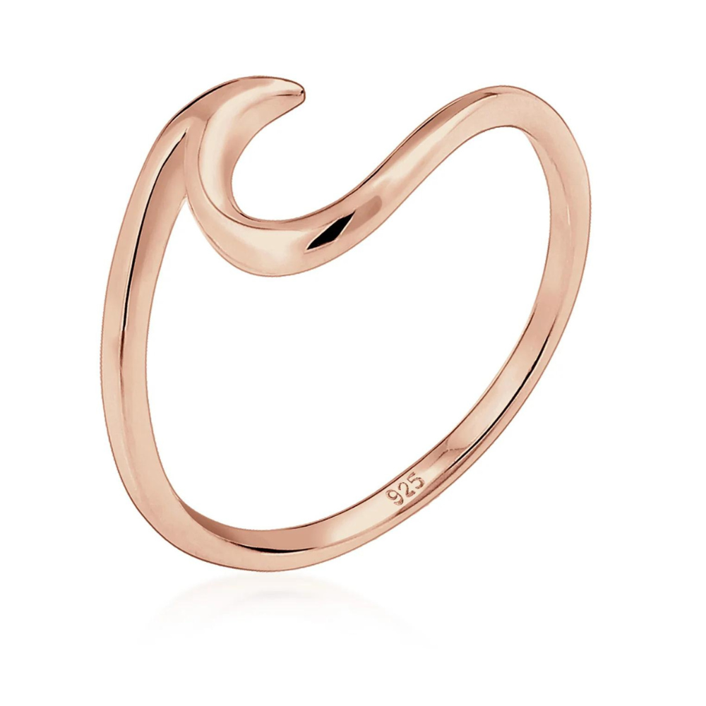 Anillo minimalista ola del mar - anillo de plata con forma de ola