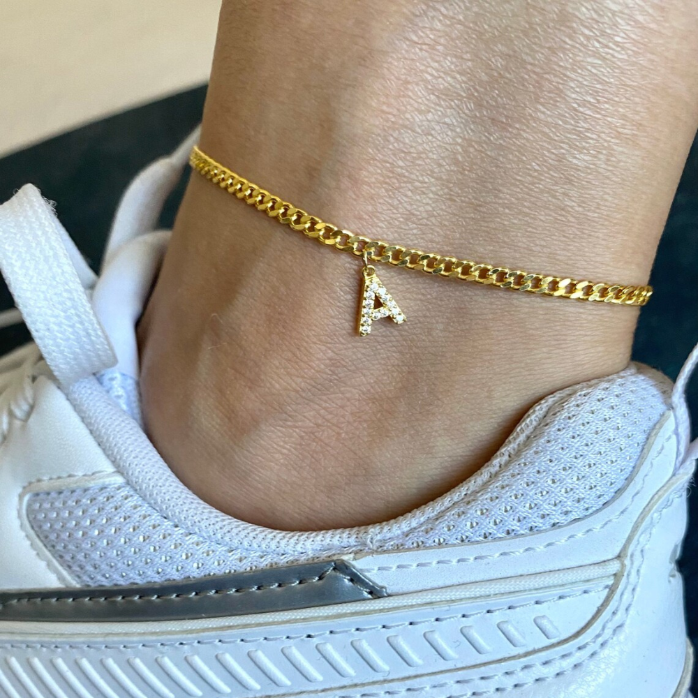 Tobillo con Inicial - Pulsera de tobillo personalizada con tu inicial