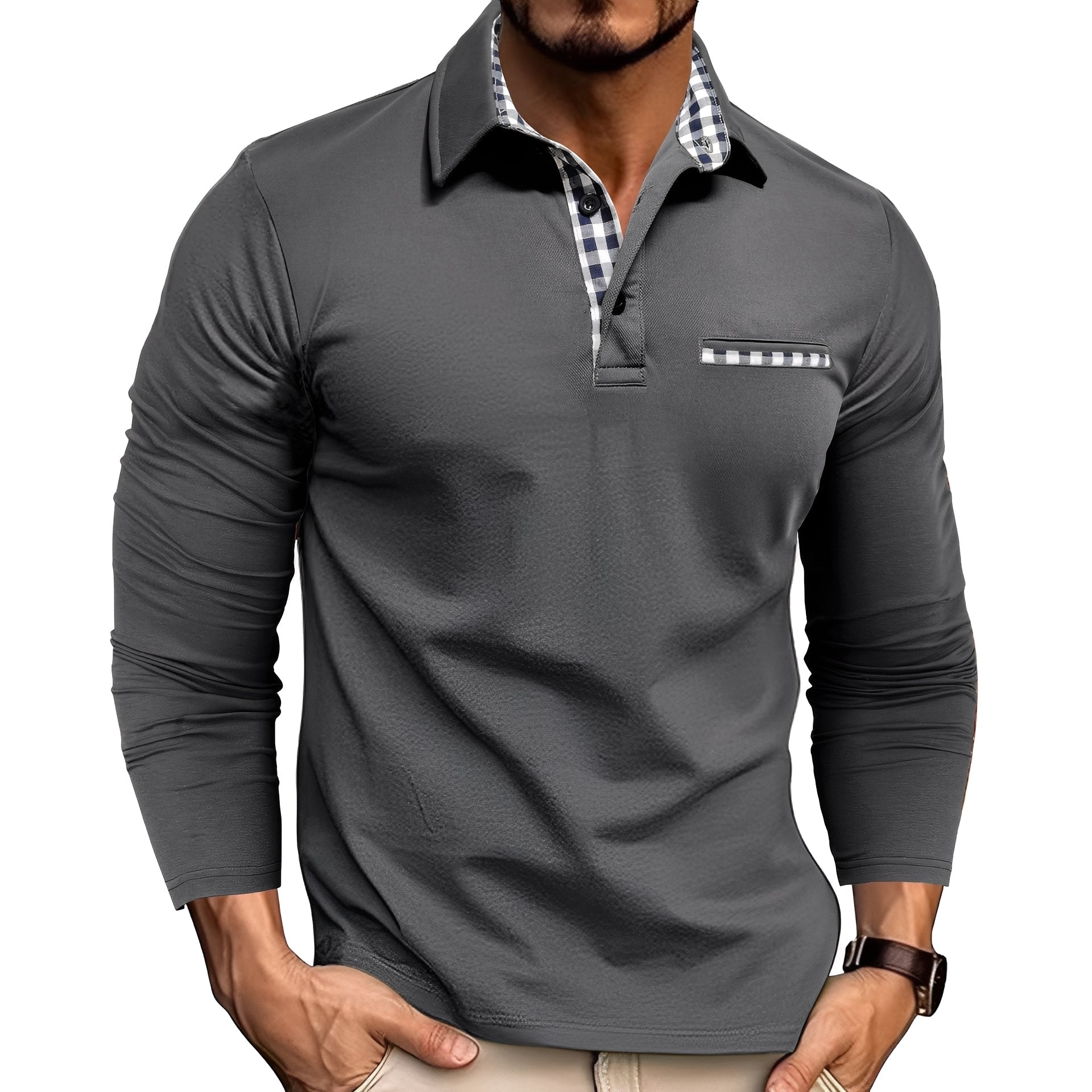 Rupert - Polo de manga larga casual para hombres