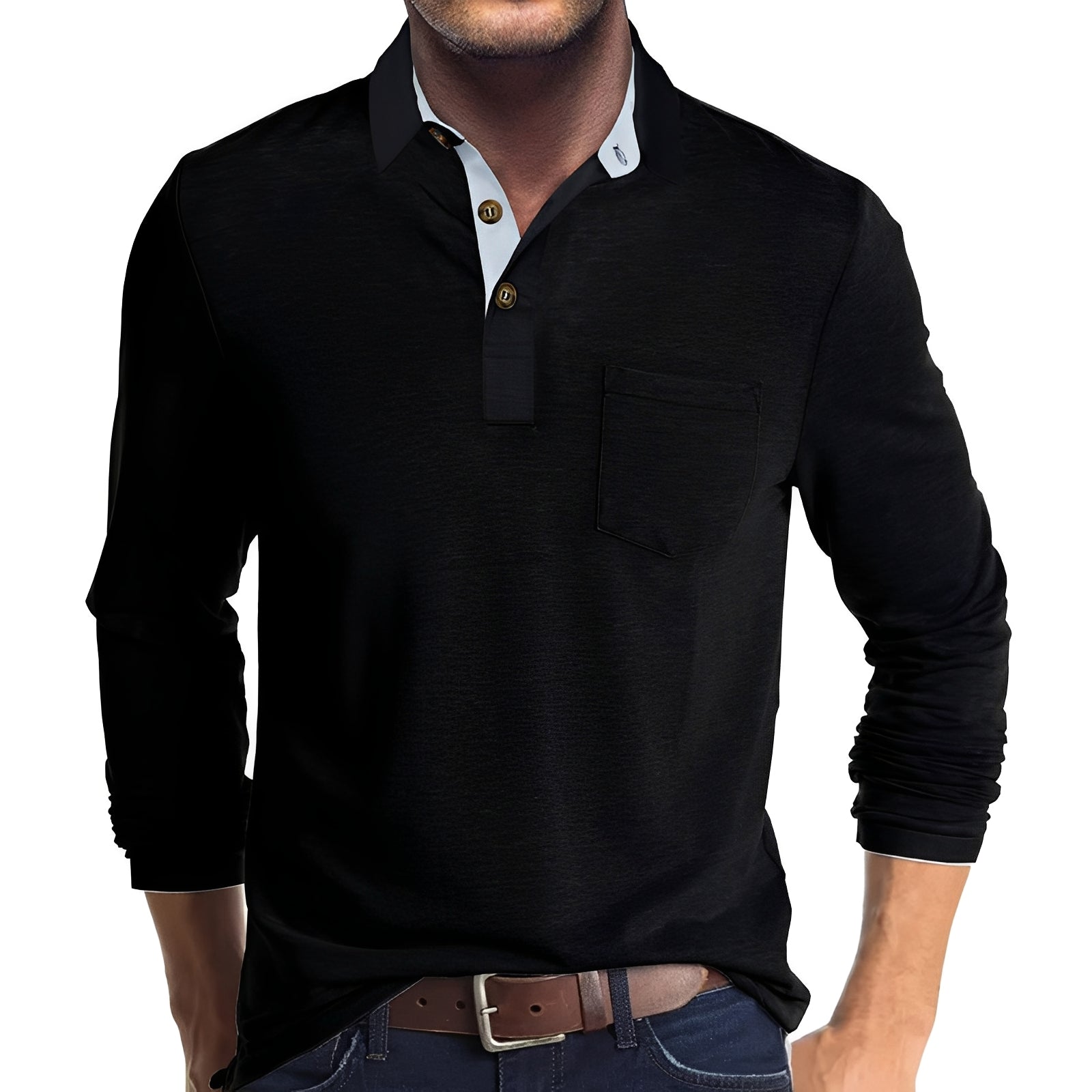 Marty - Polo de manga larga casual para hombres