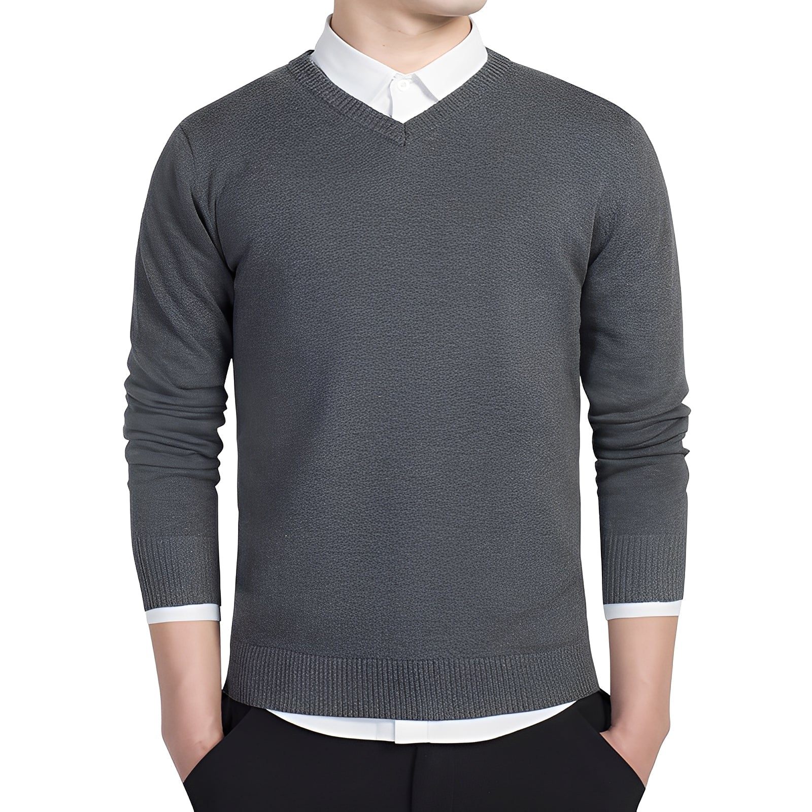 Tom - Suéter de hombre casual con cuello en V