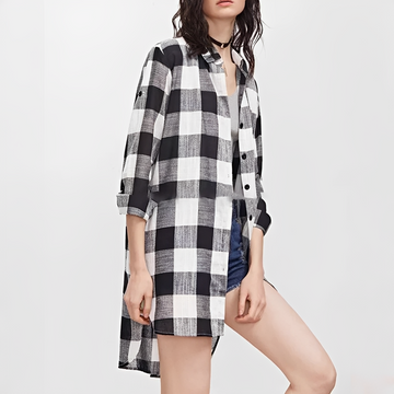 Janis - Camisa a Cuadros de Estilo Cómodo