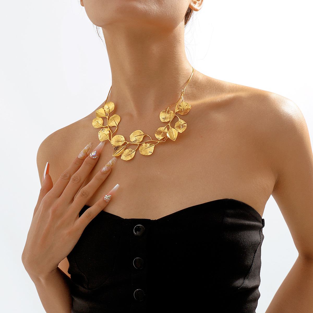 Golden Leaf - Collar de hoja de higuera retro