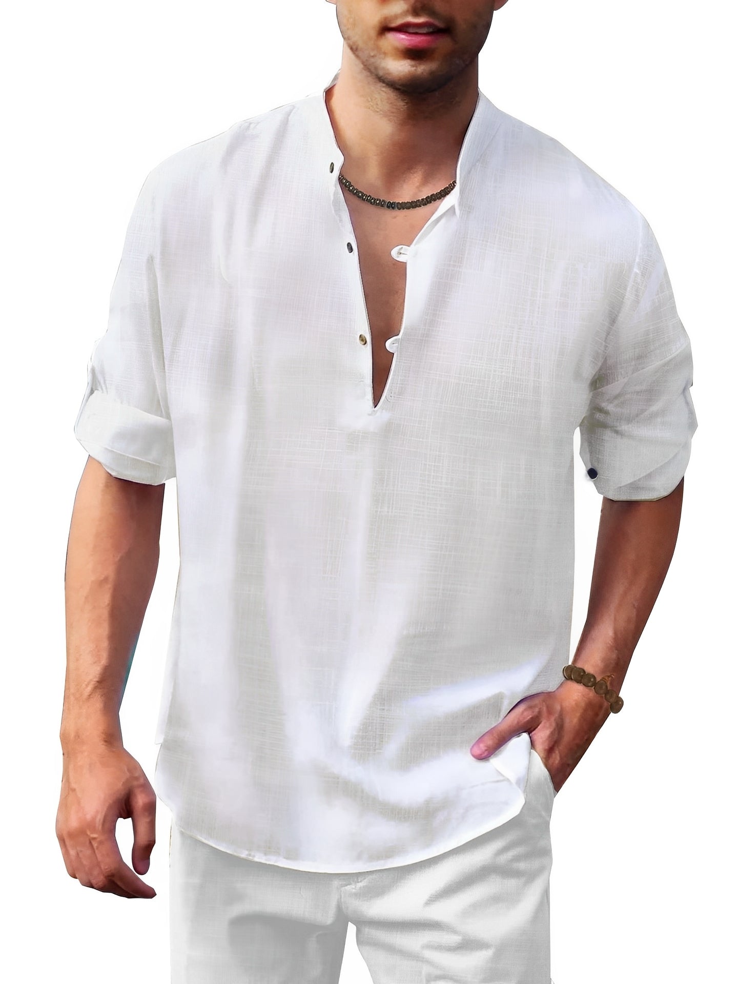Andrew - Camisa masculina de verano de manga larga y estilo elegante