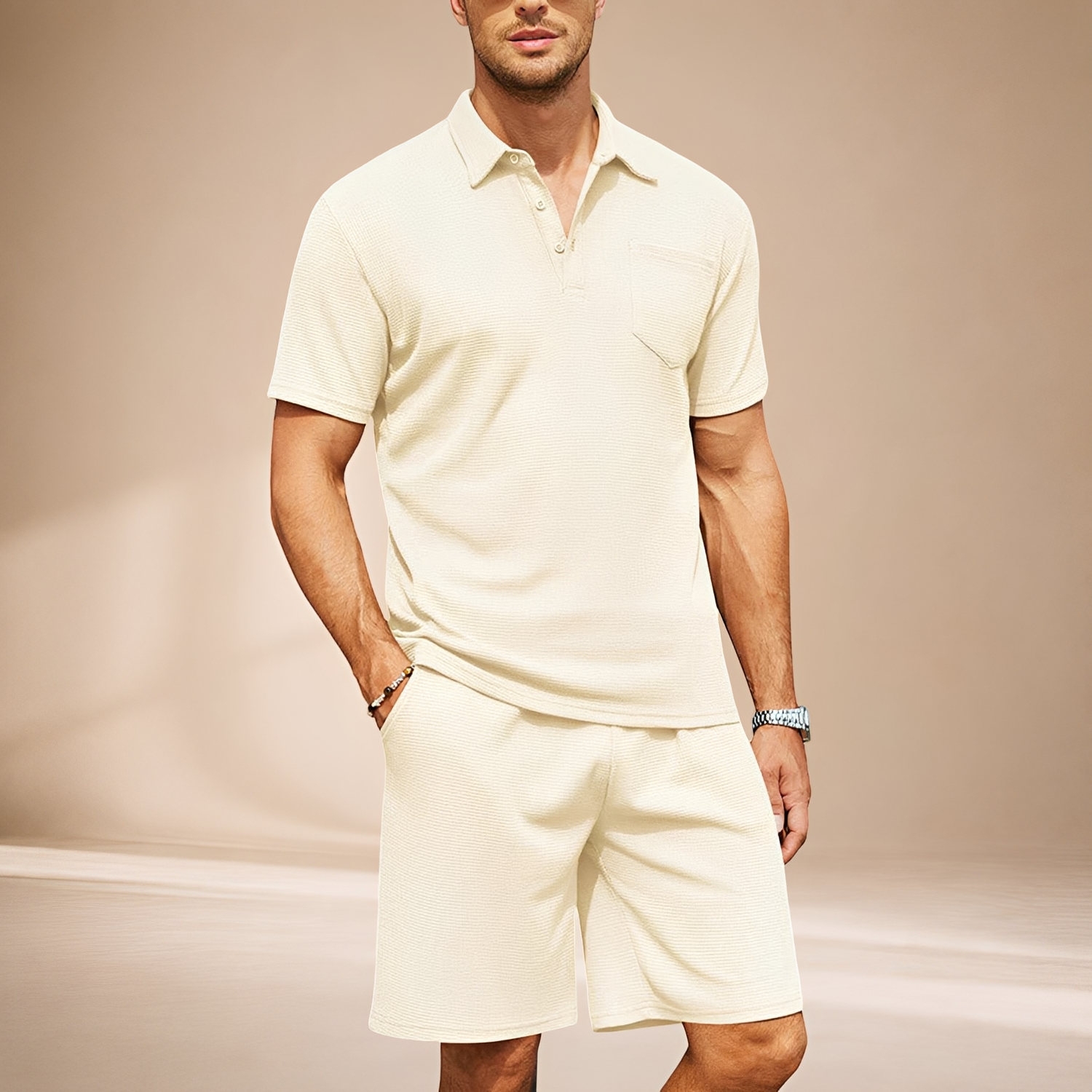 Barry - Conjunto de Polo de Waffle Casual