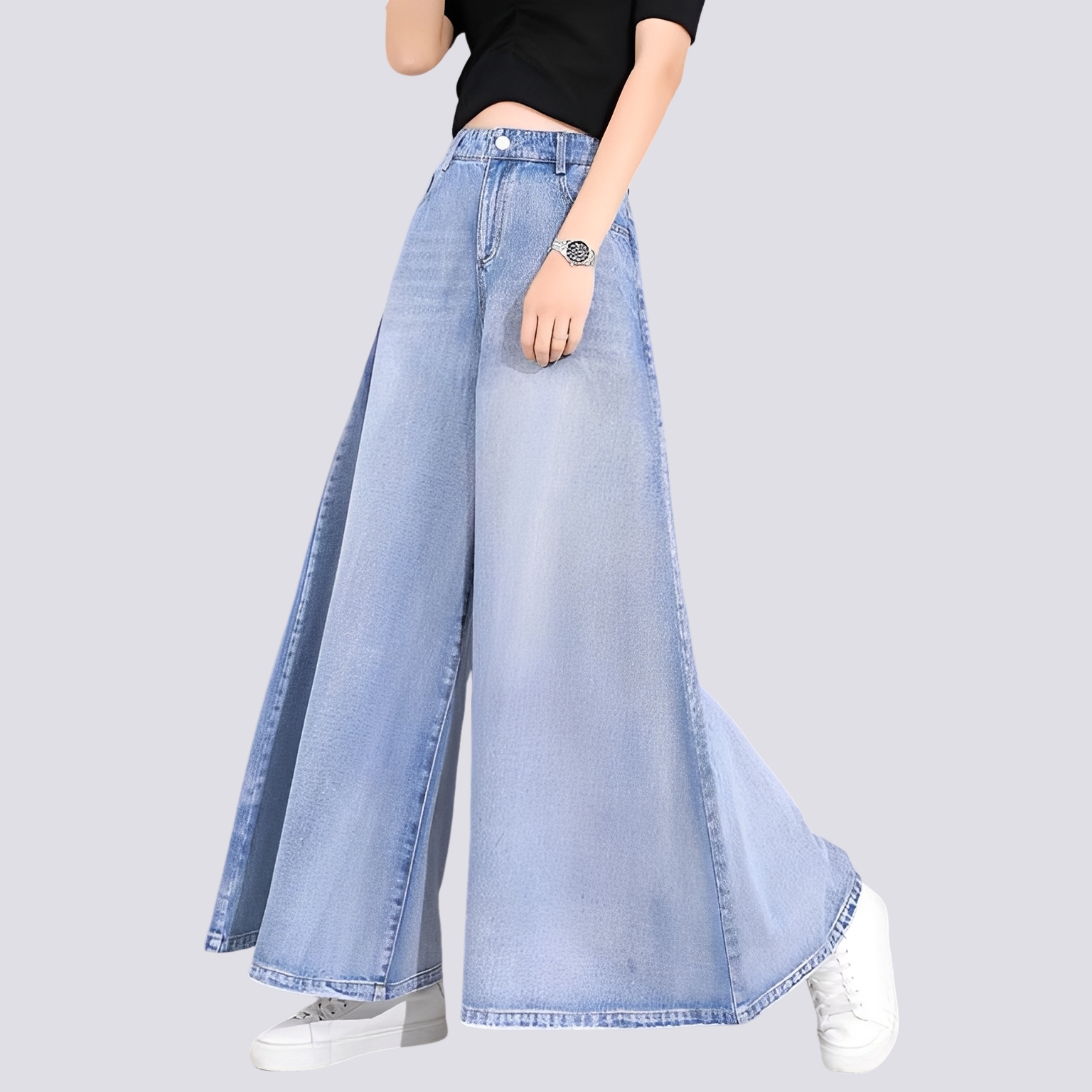 Cassie - Elegantes pantalones de mezclilla de pierna ancha para damas