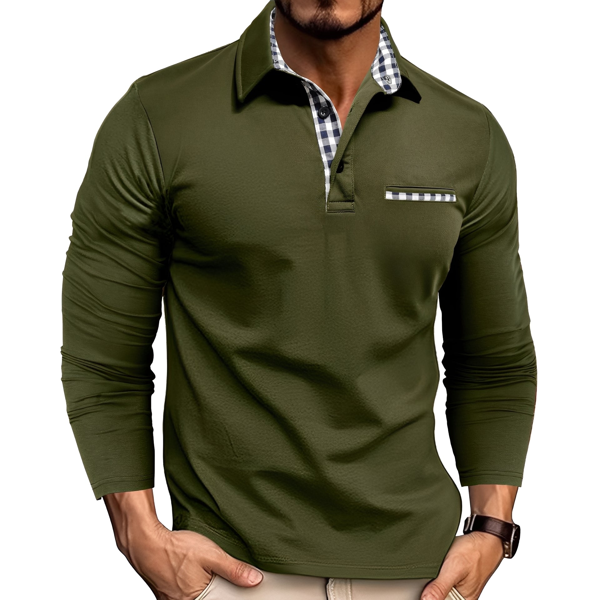 Rupert - Polo de manga larga casual para hombres