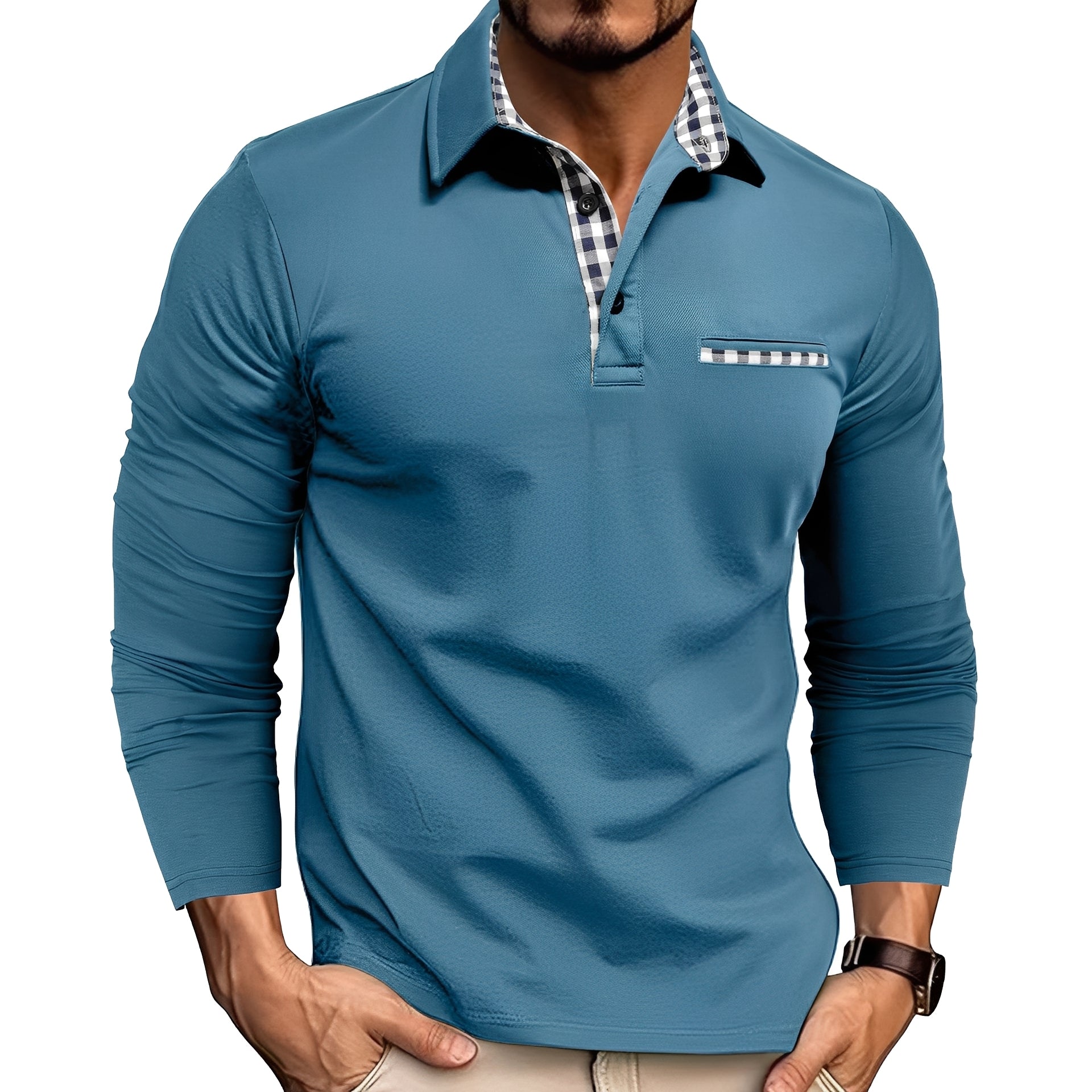 Charel - Polo de manga larga casual para hombres