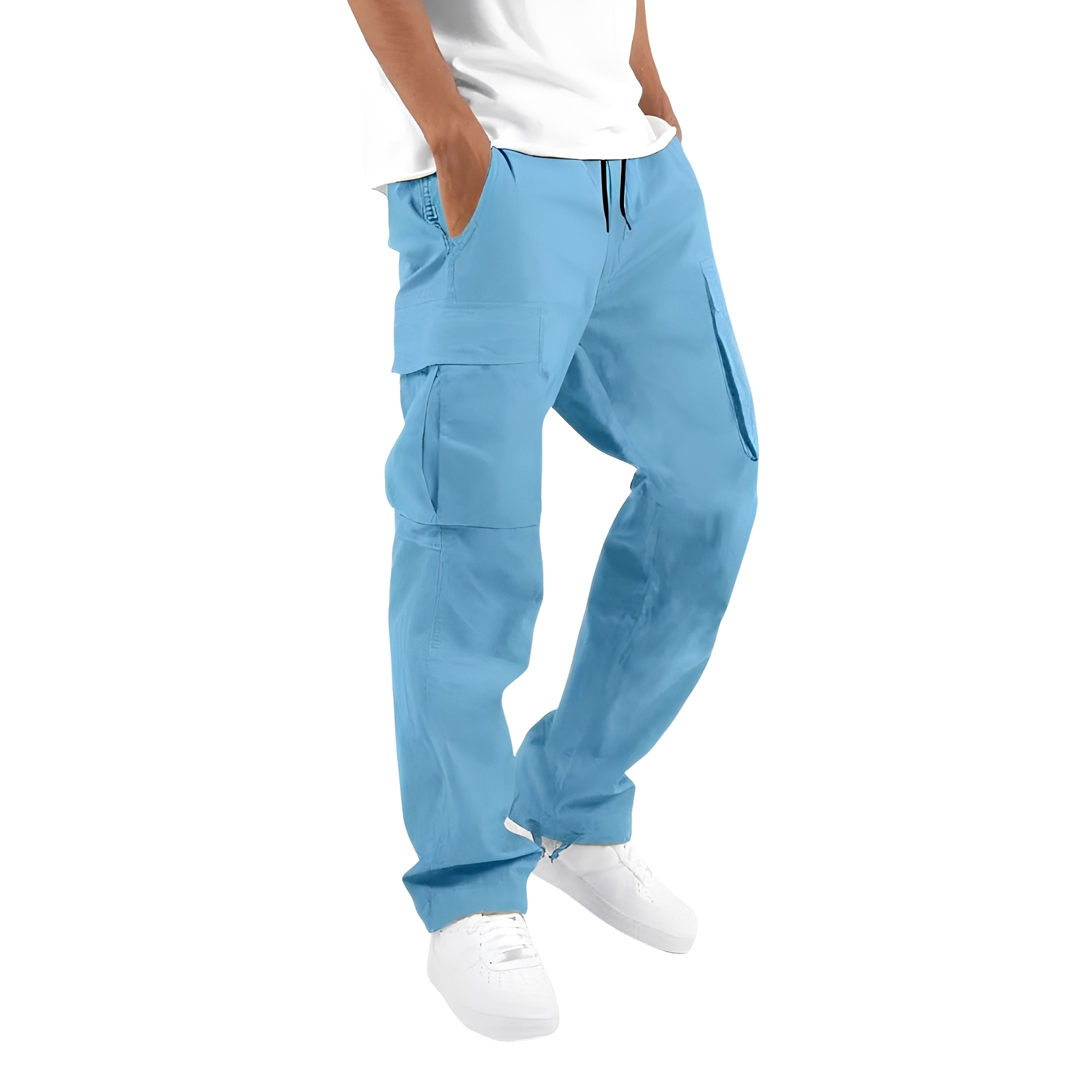 Cooper - Pantalones cargo anchos para hombre con cordón