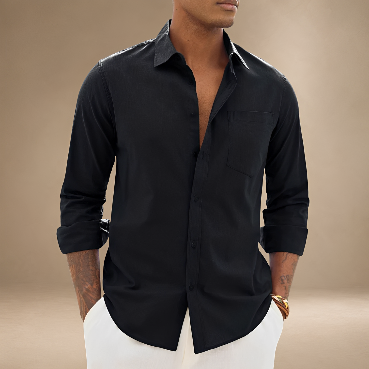 Ajay - Camisa Relajada de Manga Larga