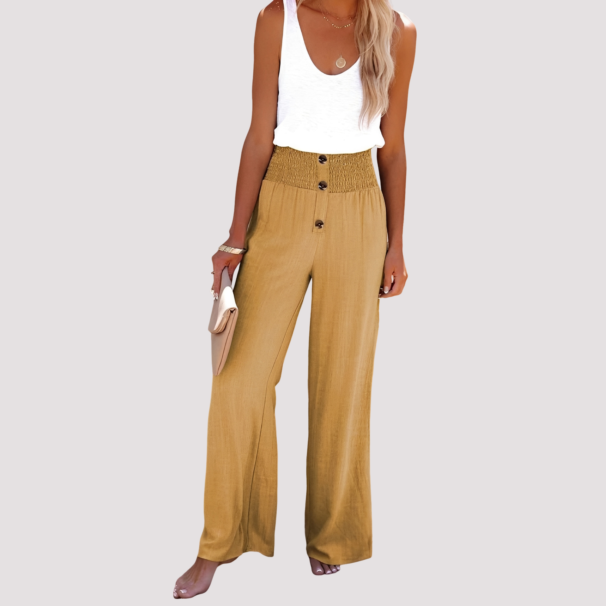 Christa - Pantalones Sueltos de Tiro Alto
