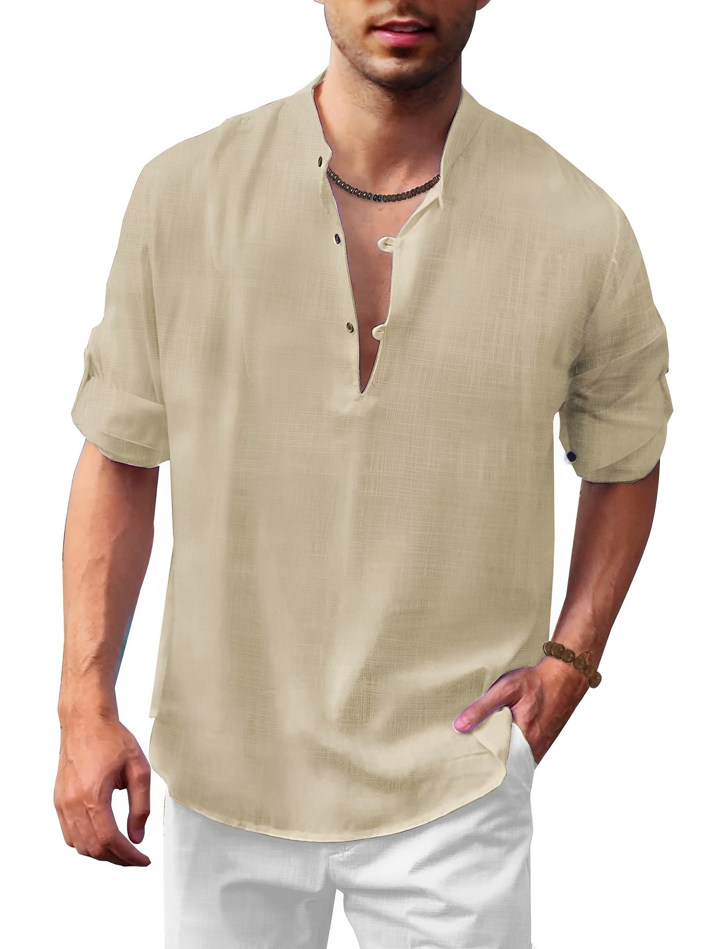 Andrew - Camisa masculina de verano de manga larga y estilo elegante
