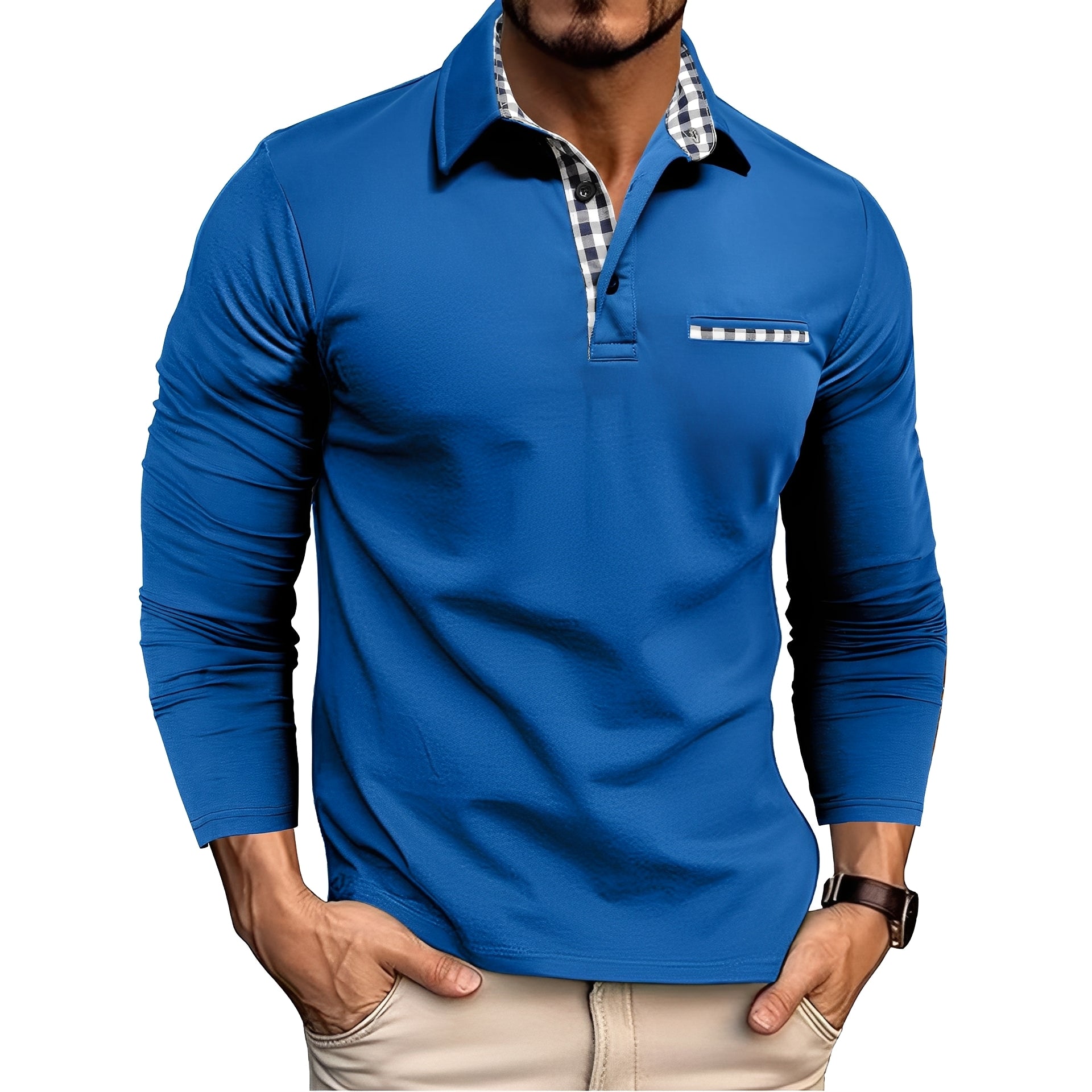 Charel - Polo de manga larga casual para hombres