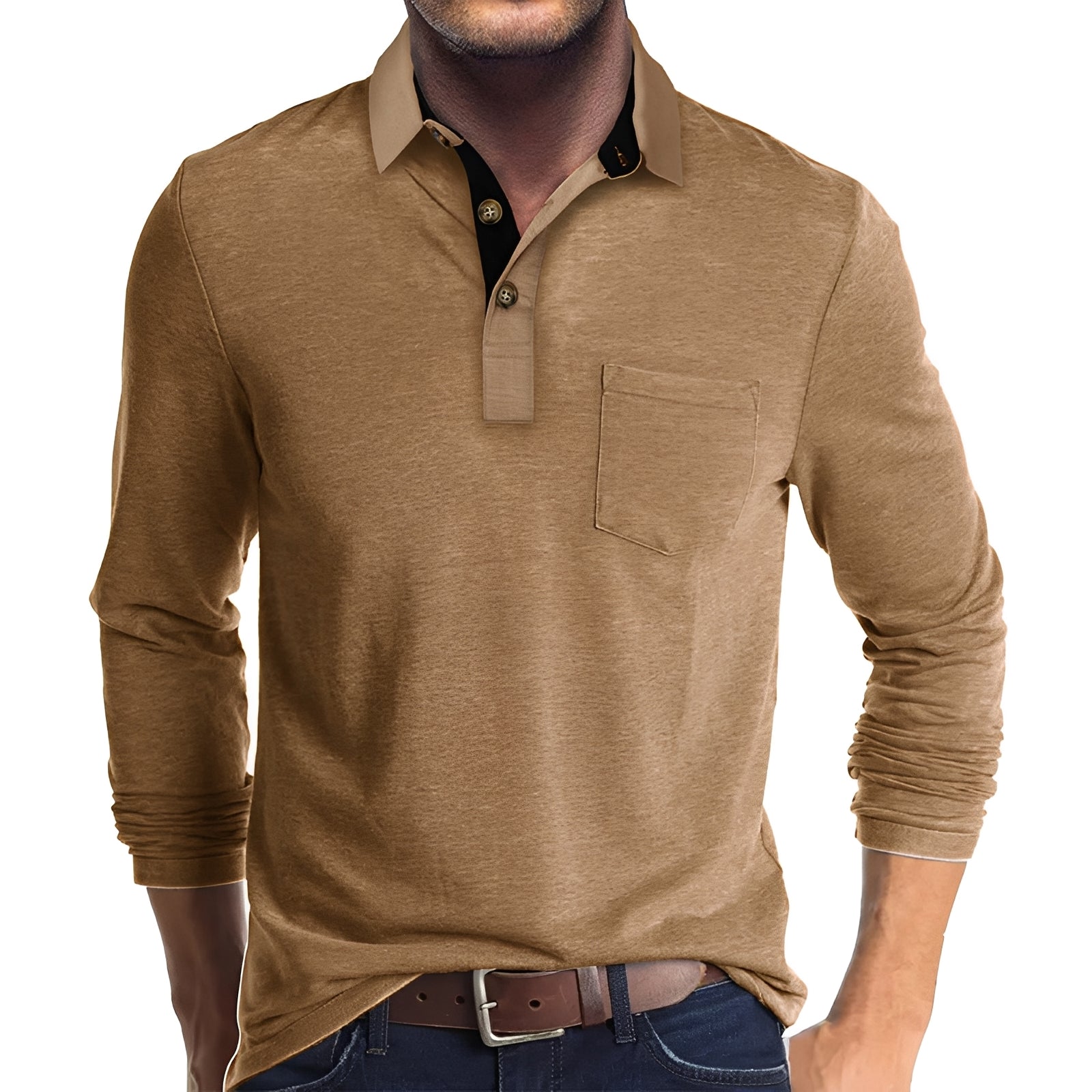 Marty - Polo de manga larga casual para hombres