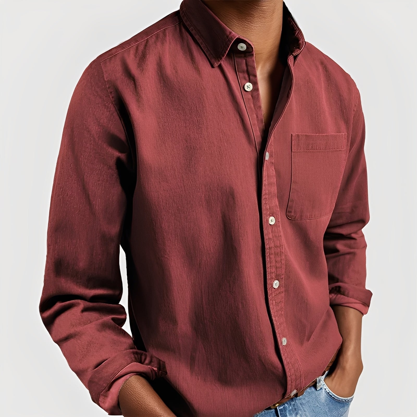 Gauvain - Camisa casual de manga larga para hombre