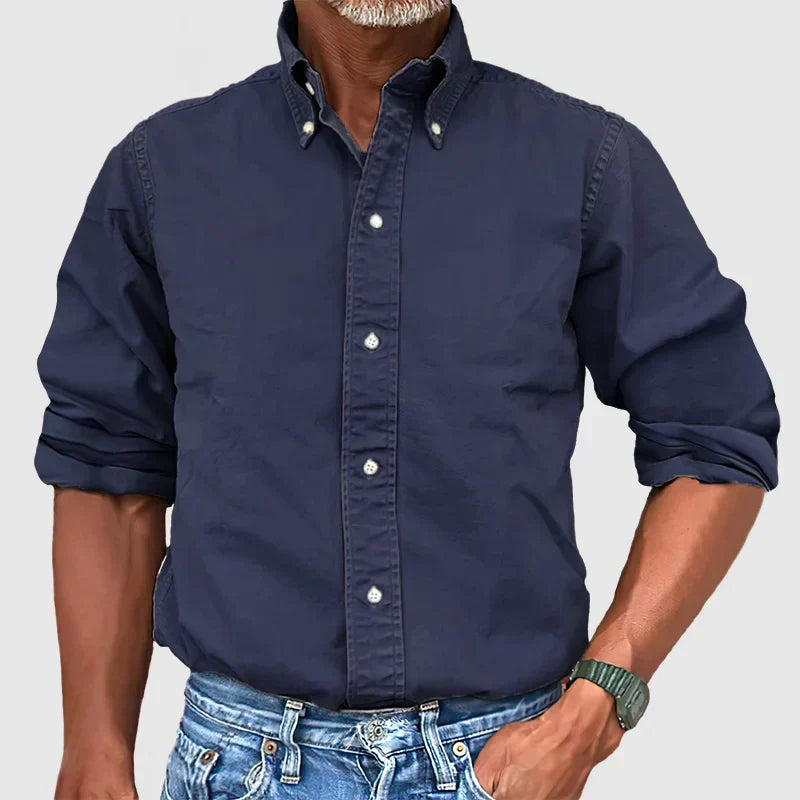Vince – Camisa para hombre de estilo vintage con efecto desgastado
