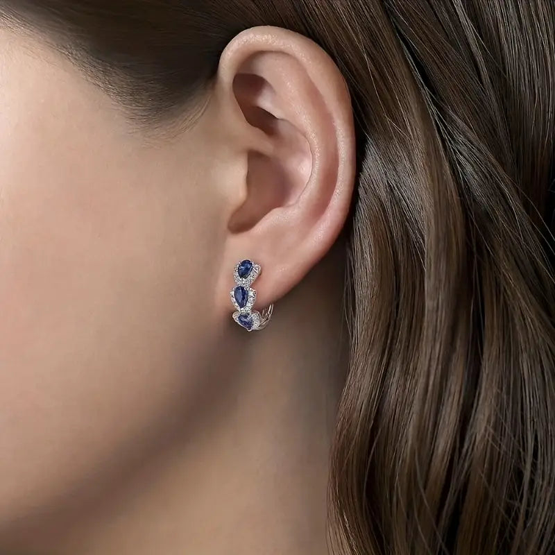 Ellie – Pendientes Elegantes de Zafiro Azul Rey