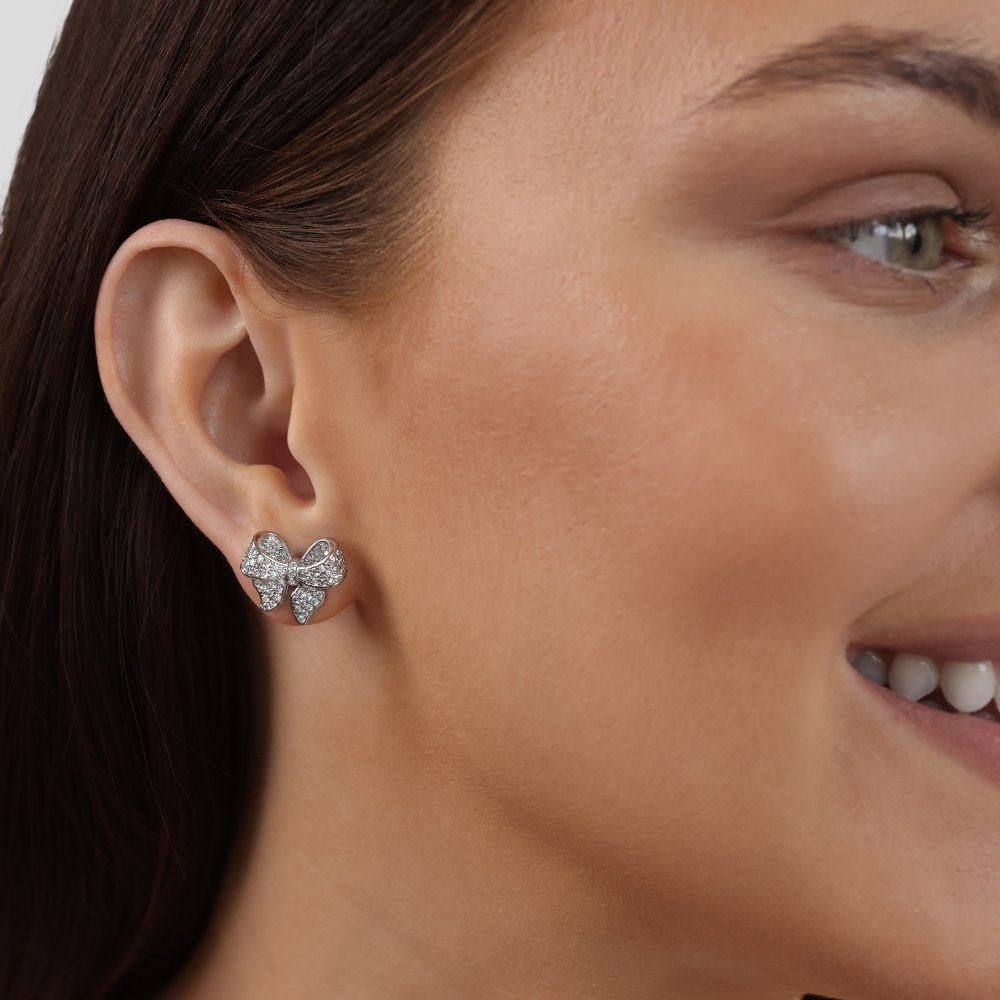 Minerva - pendientes con diseño de lazo en plata esterlina